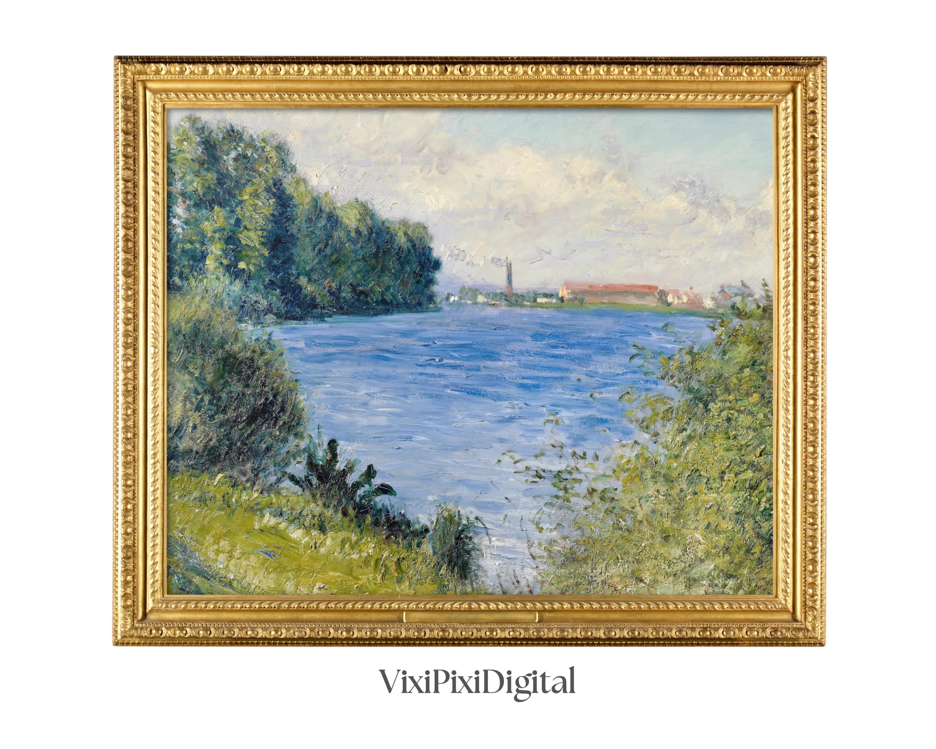 Caillebotte Seine River Landscape Painting: Vintage Art Print (Digital Download)