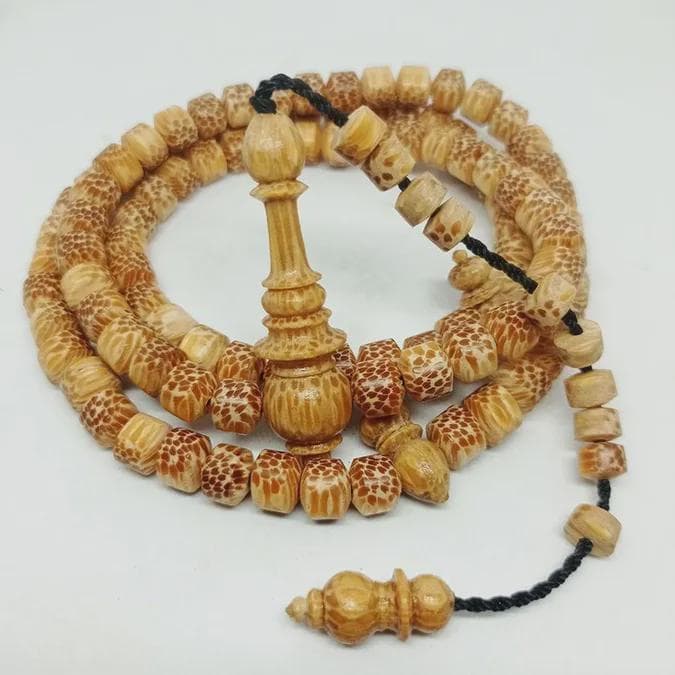 White Tiger Liwung Wooden Prayer Beads – 99 Beads of Mystic Power & Calm (8mm)