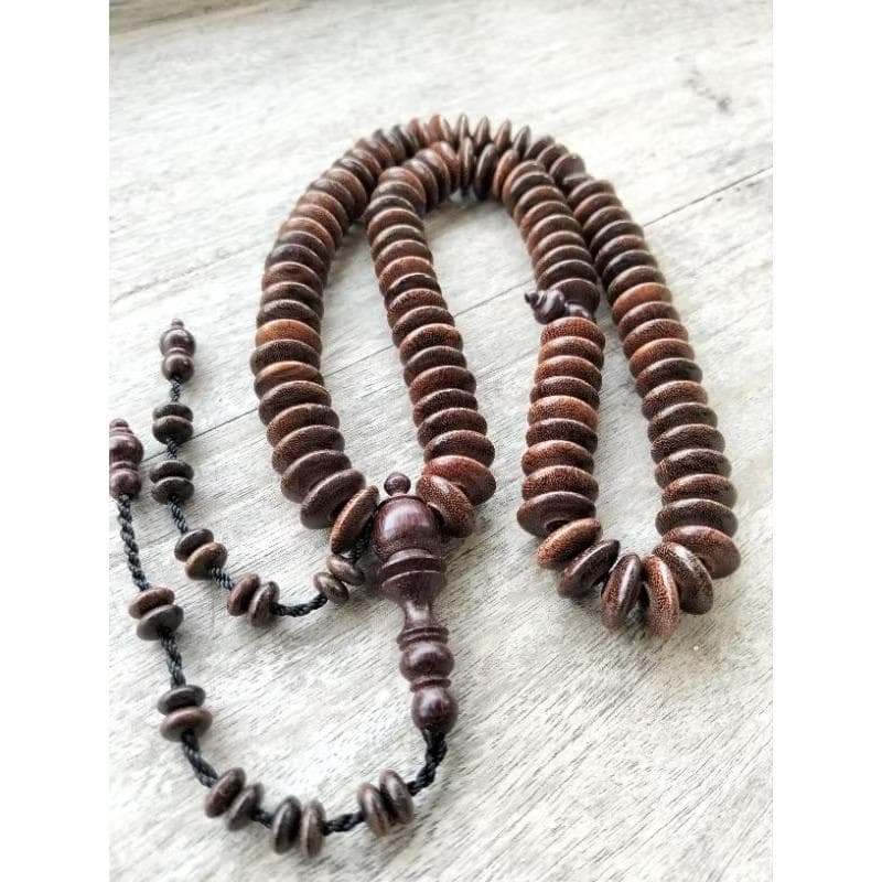 Galih Asem Tasbih 99 Beads 16mm Flat – Indonesian Tamarind Wood , Handmade Islamic Prayer Beads - image 4