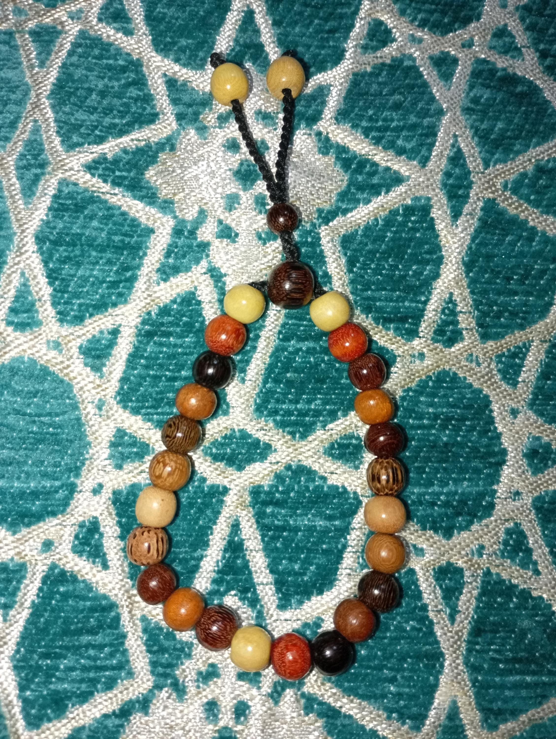 Indonesian Wood Bead Bracelet: Natural Aromatic Gemunggal, Kemuning, Ebony - image 3