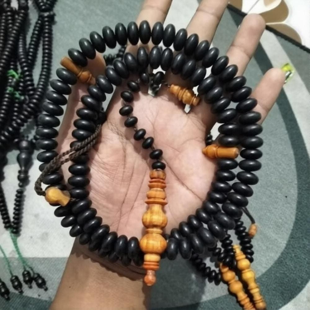 Wooden Tasbih Prayer Beads 12mm – Gemunggal Wood Dhikr Beads – Handmade Indonesian Meditation Rosary