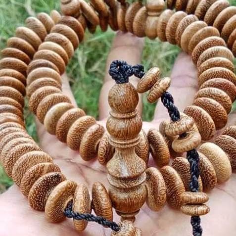 Handcrafted Kelor Mas Tasbih 99 Beads 16mm Flat – Natural Wooden Misbaha for Dhikr