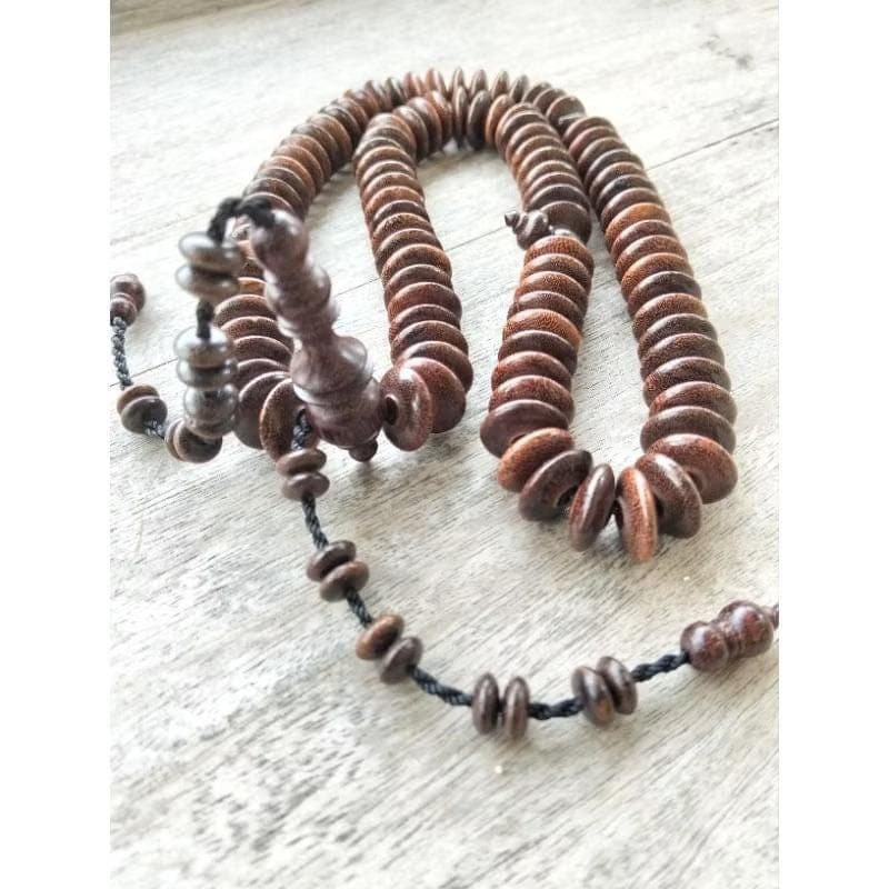 Galih Asem Tasbih 99 Beads 16mm Flat – Indonesian Tamarind Wood , Handmade Islamic Prayer Beads - image 3