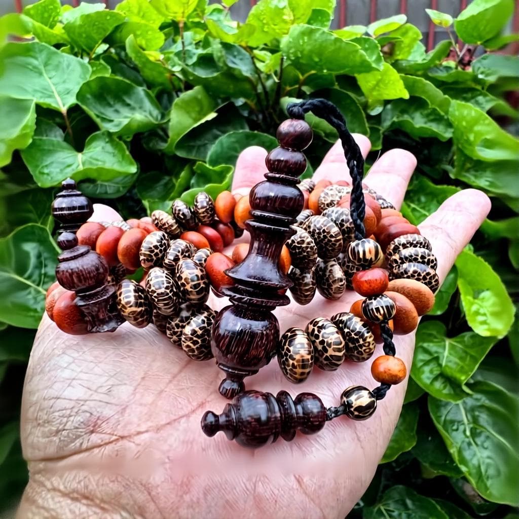 Flat Tiger Liwung  Sappan Wood Prayer Beads 10x6mm Protective & Healing Energy Mala 99 - image 3