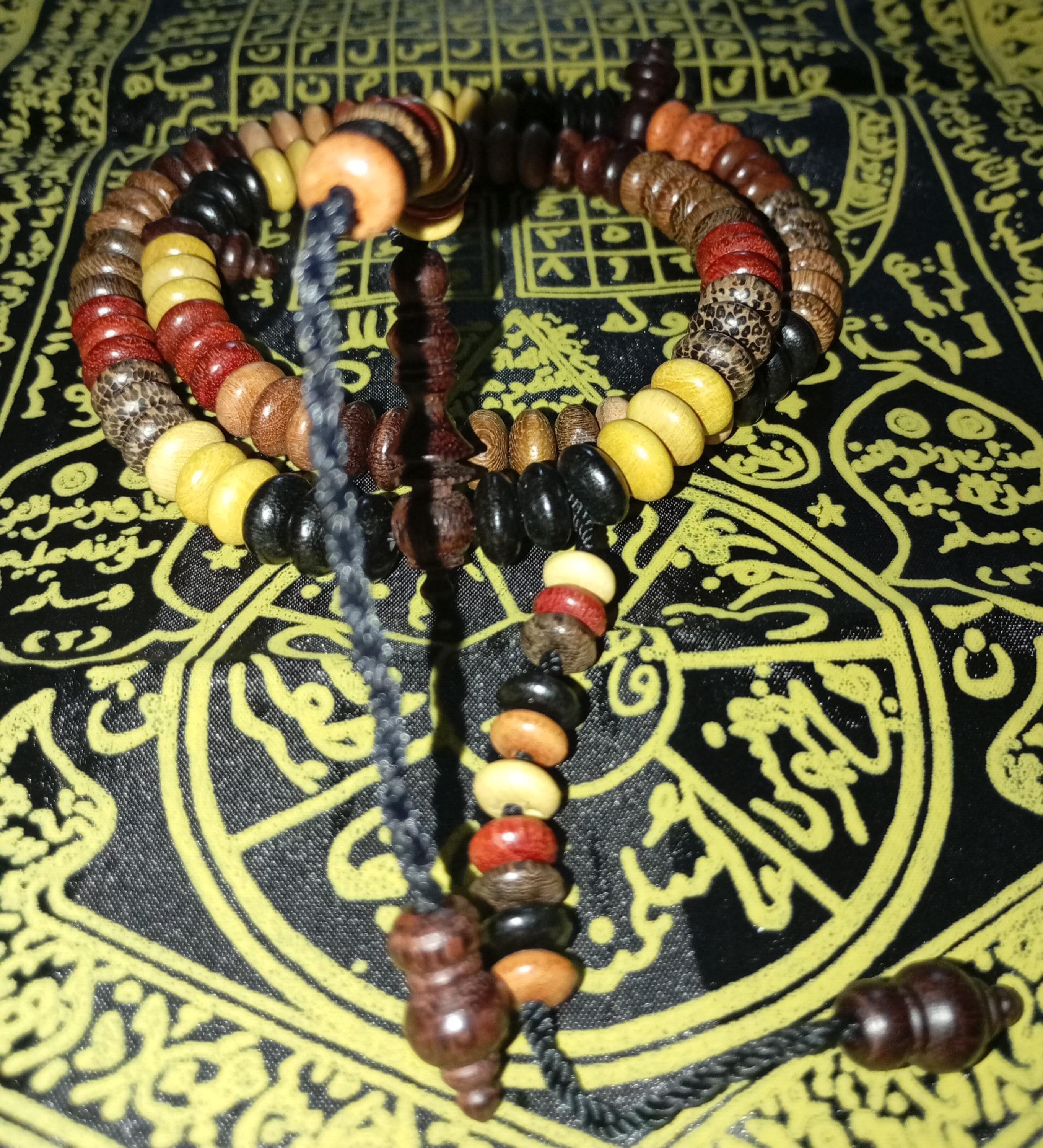 11 Sacred Woods Flat Tasbih 99 Beads – Handmade Natural Prayer Beads 10mm