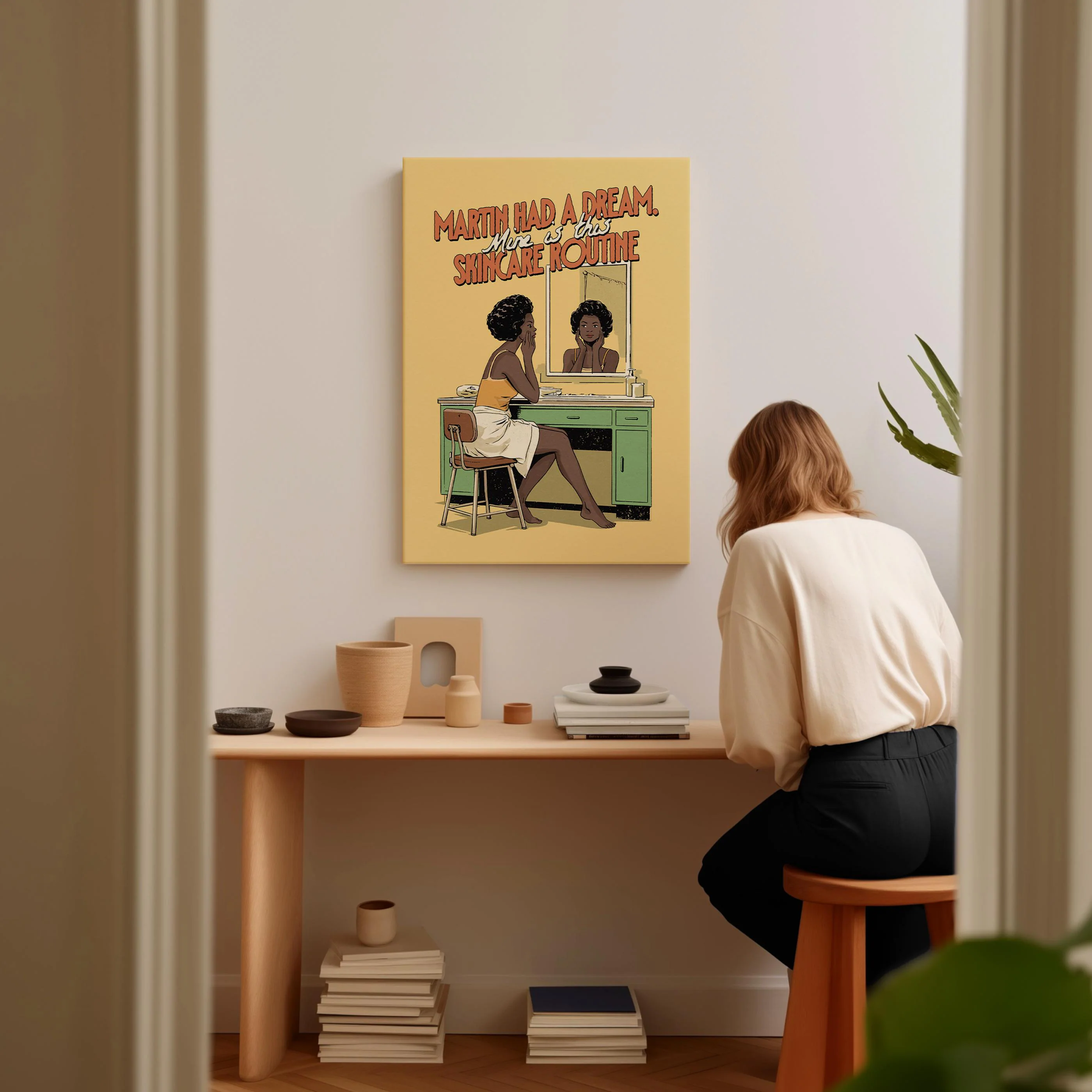 Martin Had A Dream, Black Woman Art Print, Retro Bathroom Wall Art, Funny Bathroom, Skincare African American Wall Art, Black Excellence - image 4