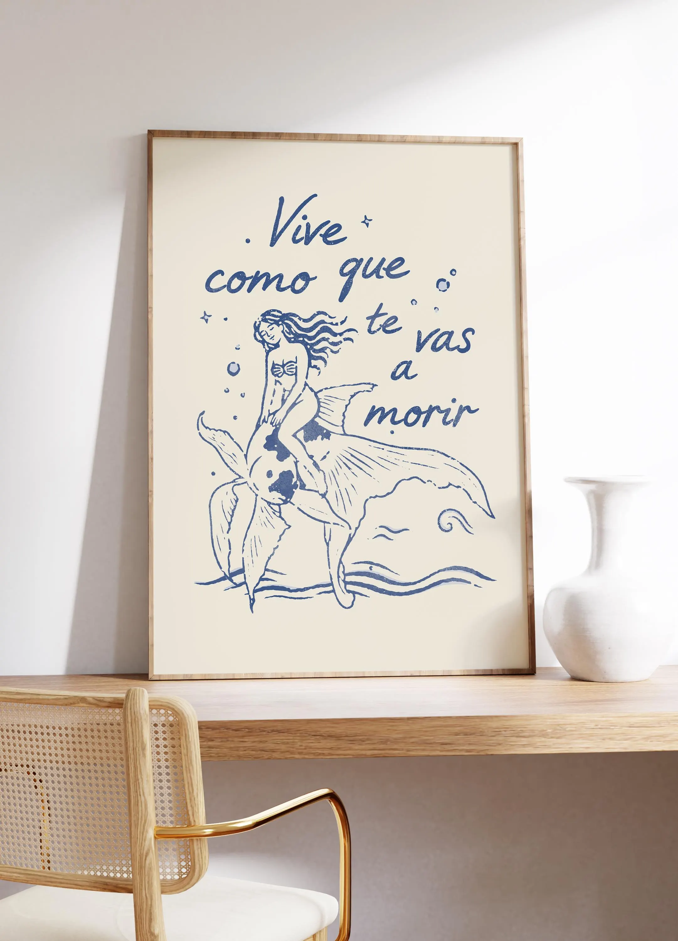 Vive Como Que Te Vas A Morir, Retro Mexican Wall Art, Spanish Decor, Latina Apartment Decor, Motivational Wall Art, Mermaid Art - image 5