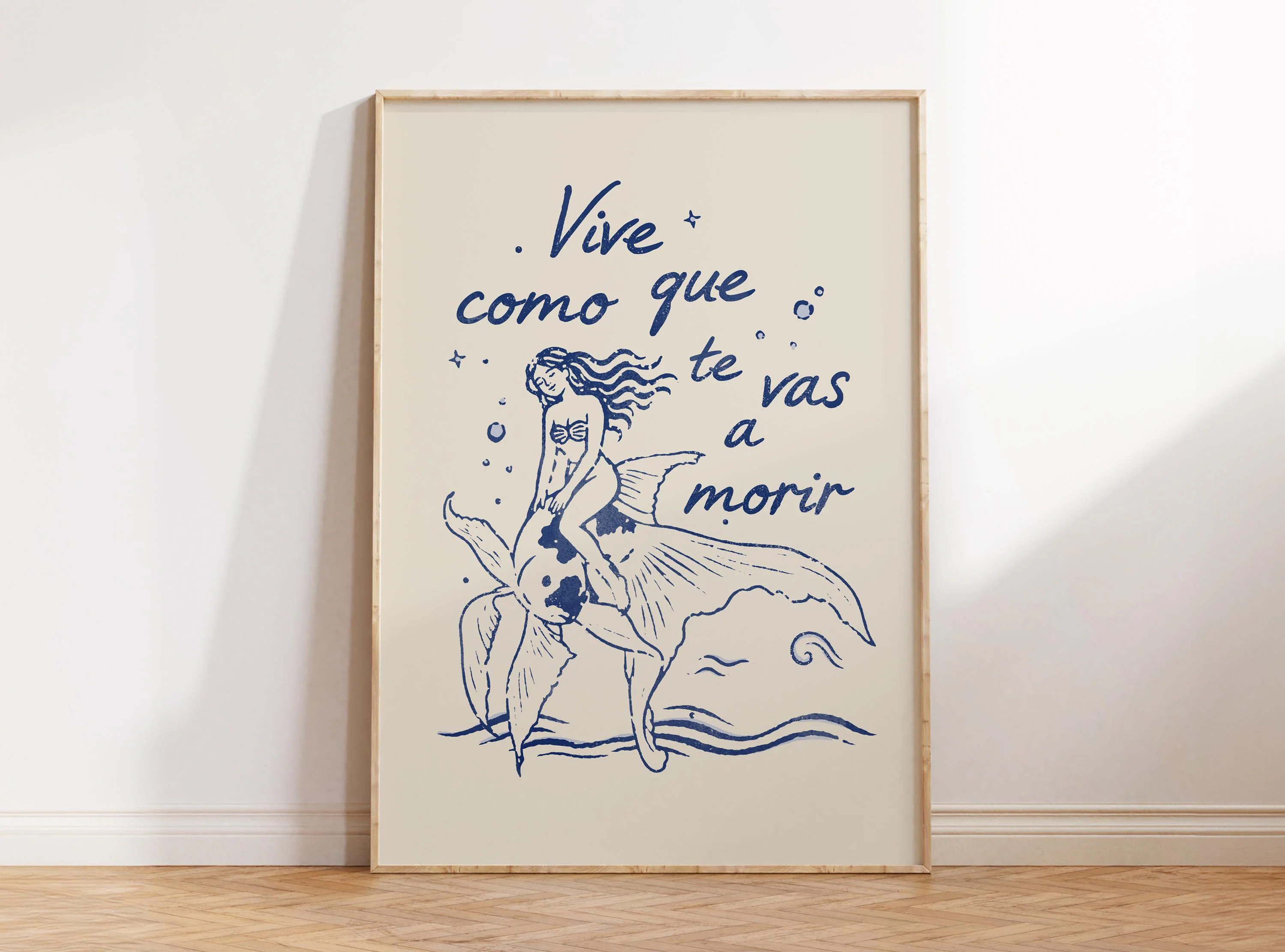 Vive Como Que Te Vas A Morir, Retro Mexican Wall Art, Spanish Decor, Latina Apartment Decor, Motivational Wall Art, Mermaid Art