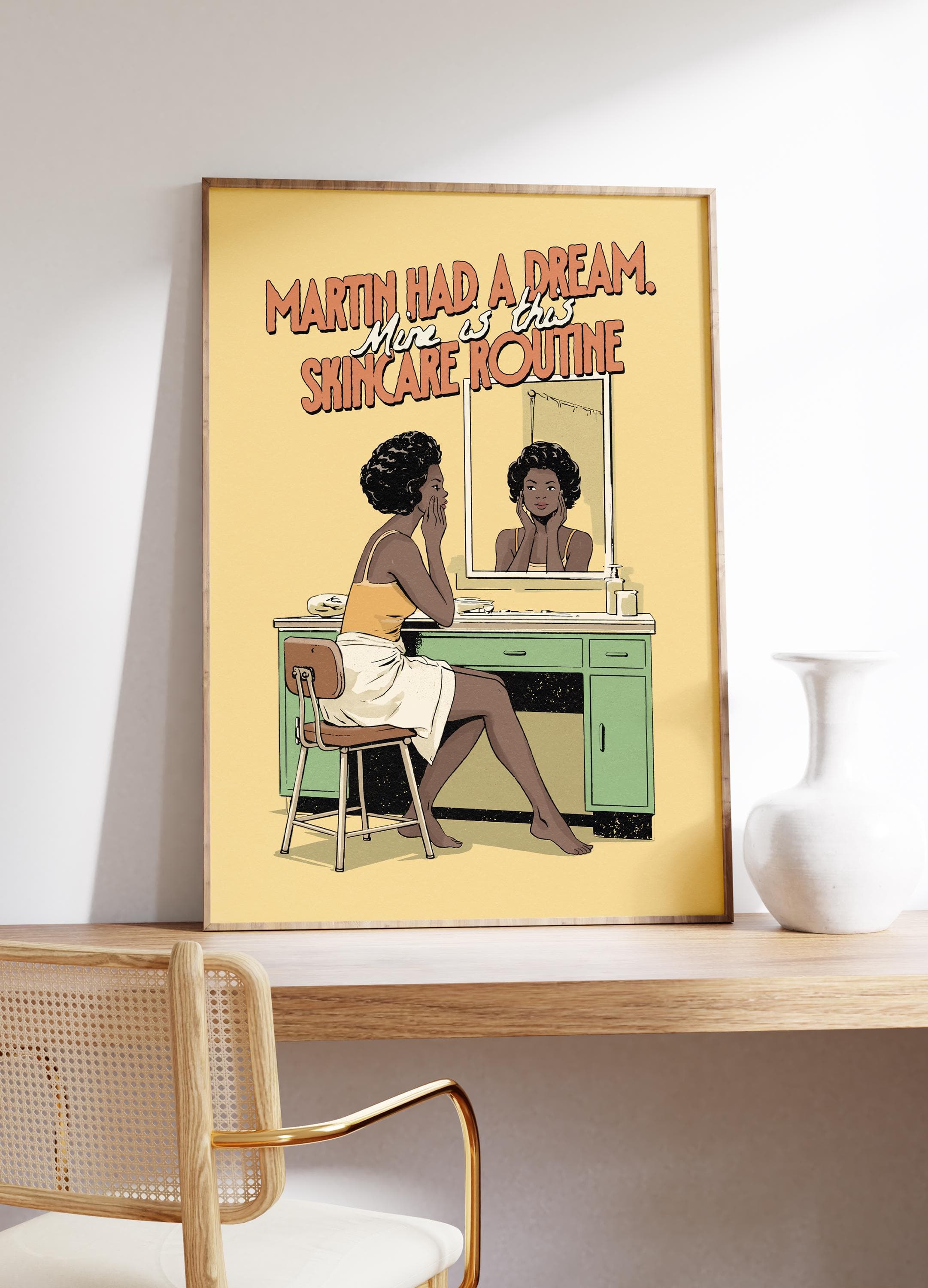 Martin Had A Dream, Black Woman Art Print, Retro Bathroom Wall Art, Funny Bathroom, Skincare African American Wall Art, Black Excellence - image 5