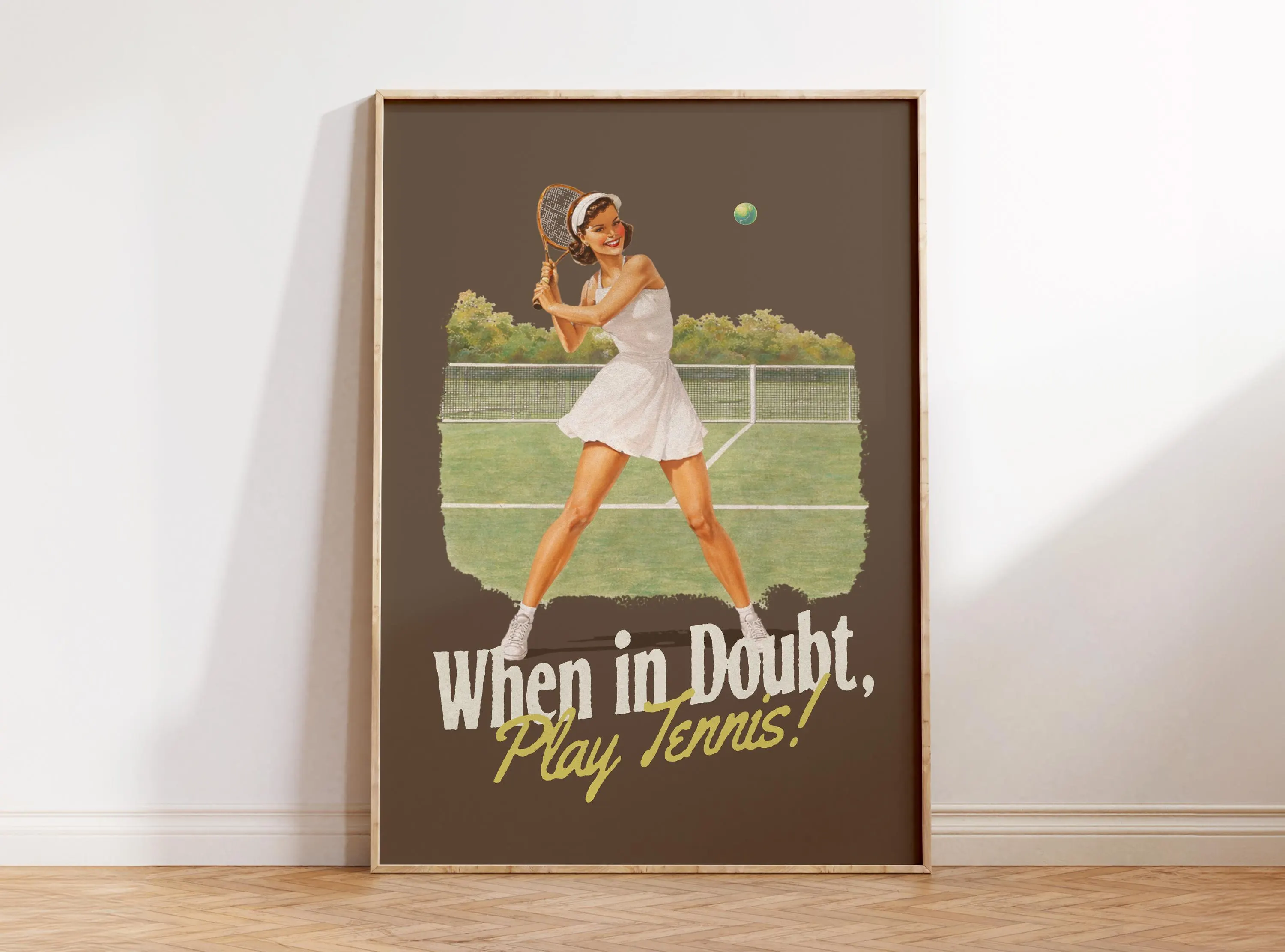 When in Doubt Play Tennis Wall Art, Retro Tennis Poster, Vintage Tennis Art, Aesthetic Sports Decor, Tennis Club Apartment Decor, Girly Art