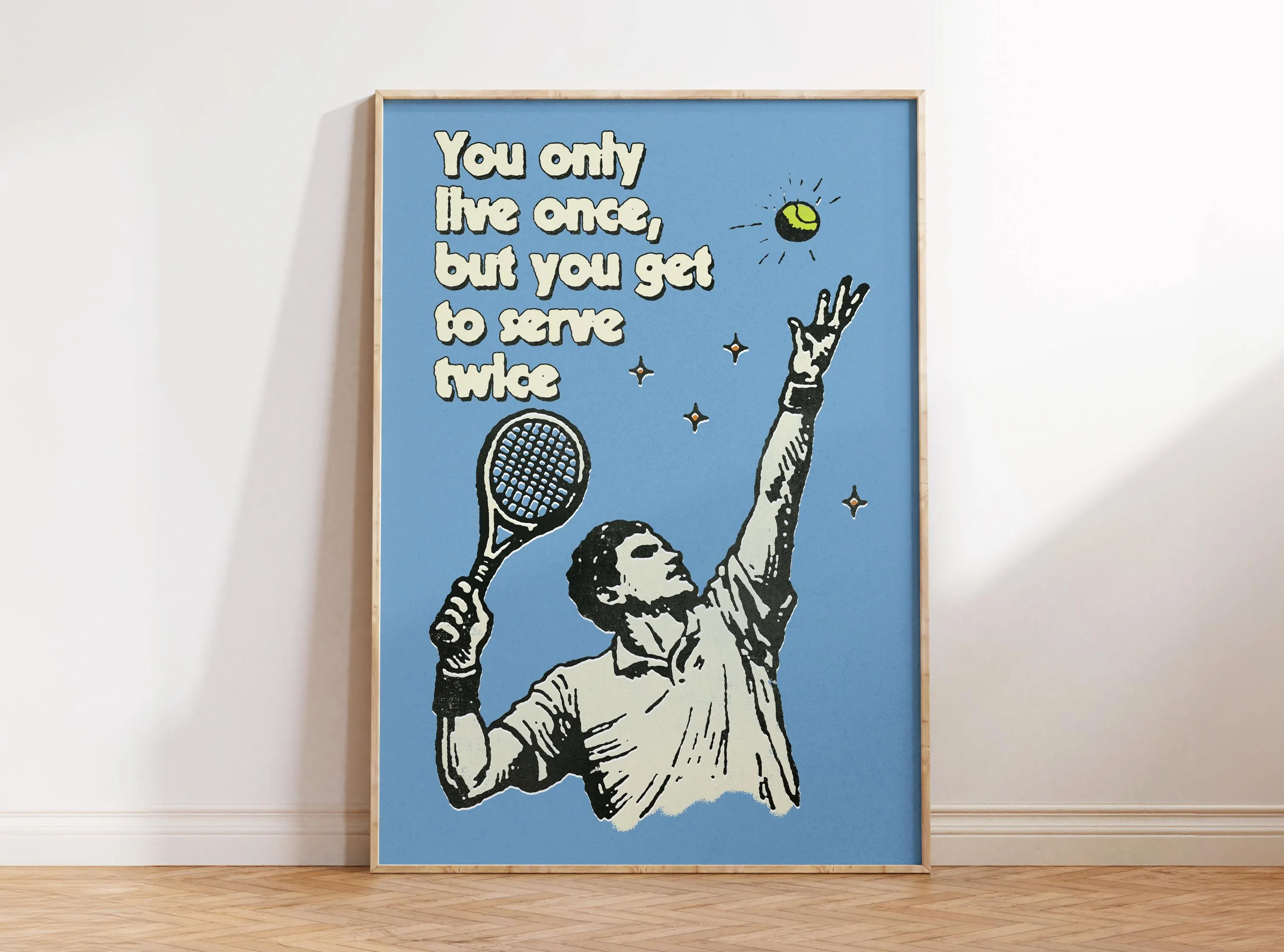 You Only Live Once, Funny Tennis Wall Art, Retro Tennis Poster, Vintage Tennis Art, Aesthetic Sports Decor, Tennis Club Apartment Decor