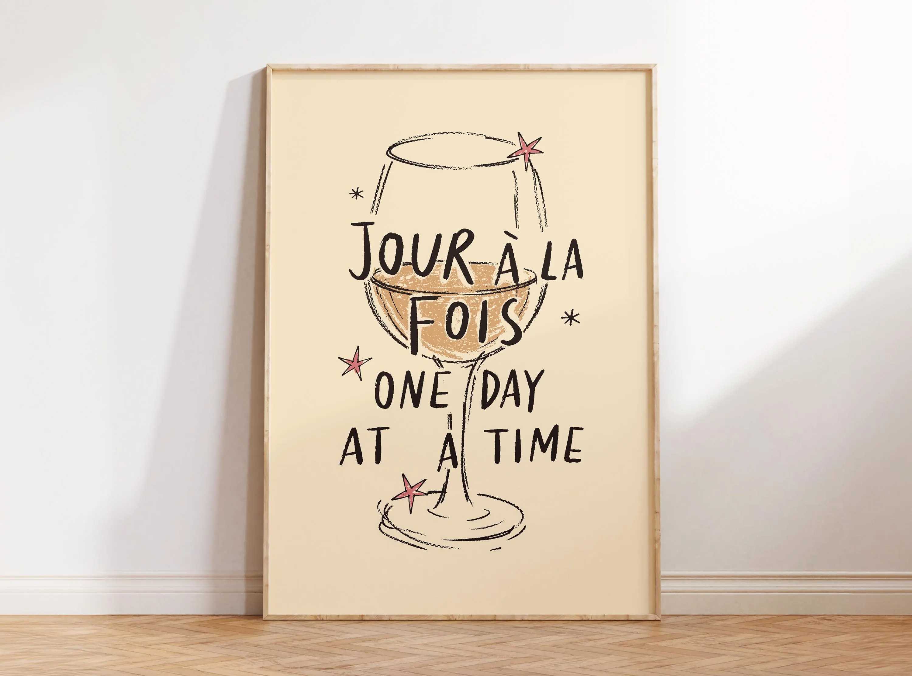 Jour À La Fois, French Decor, French Quotes Poster, Aesthetic Apartment Decor, Minimalist Typography Wall Art, Inspirational Print