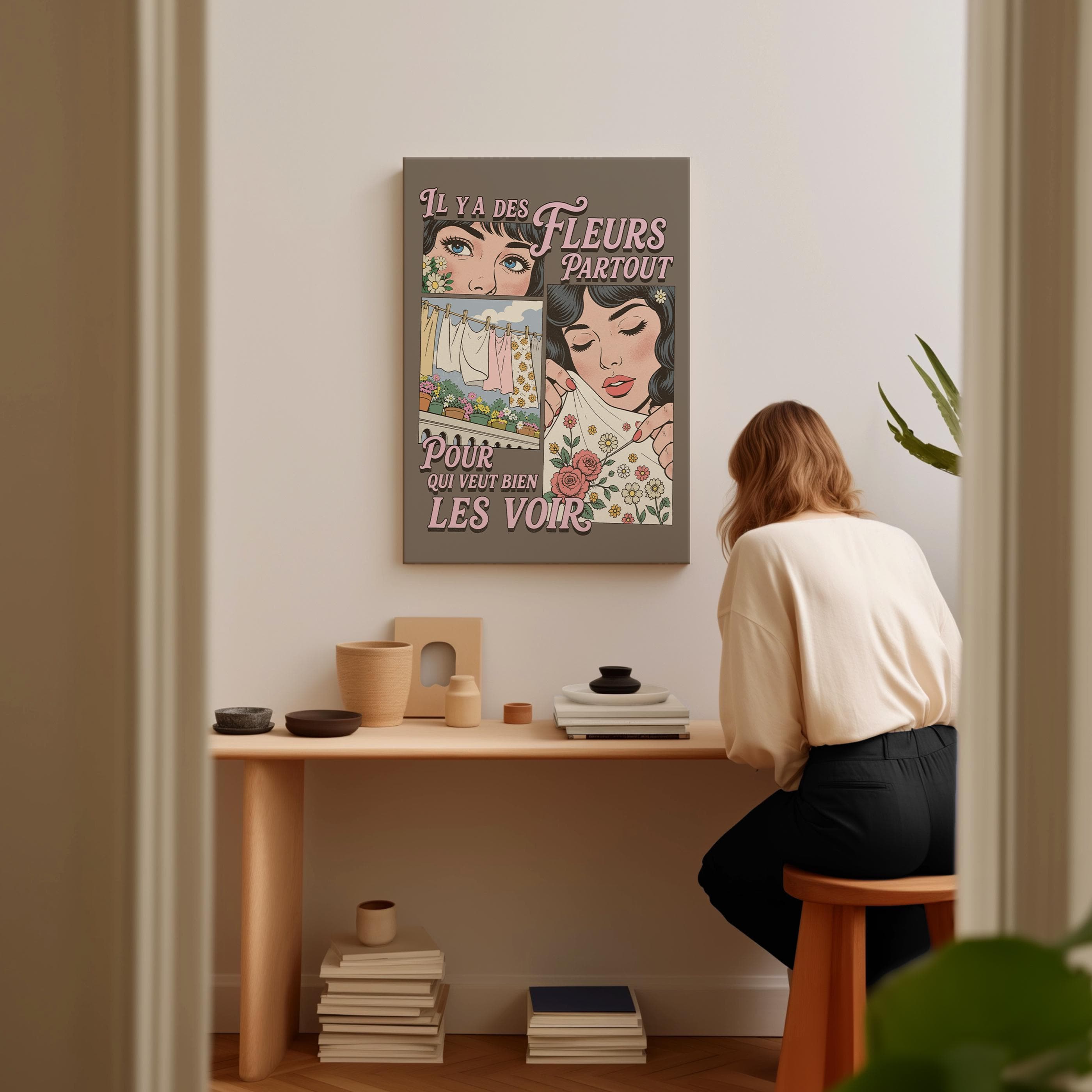 There Are Flowers Everywhere, French Quotes Poster, Aesthetic Apartment Decor, Retro Wall Art, Inspirational Print, Eclectic Wall Art - image 4