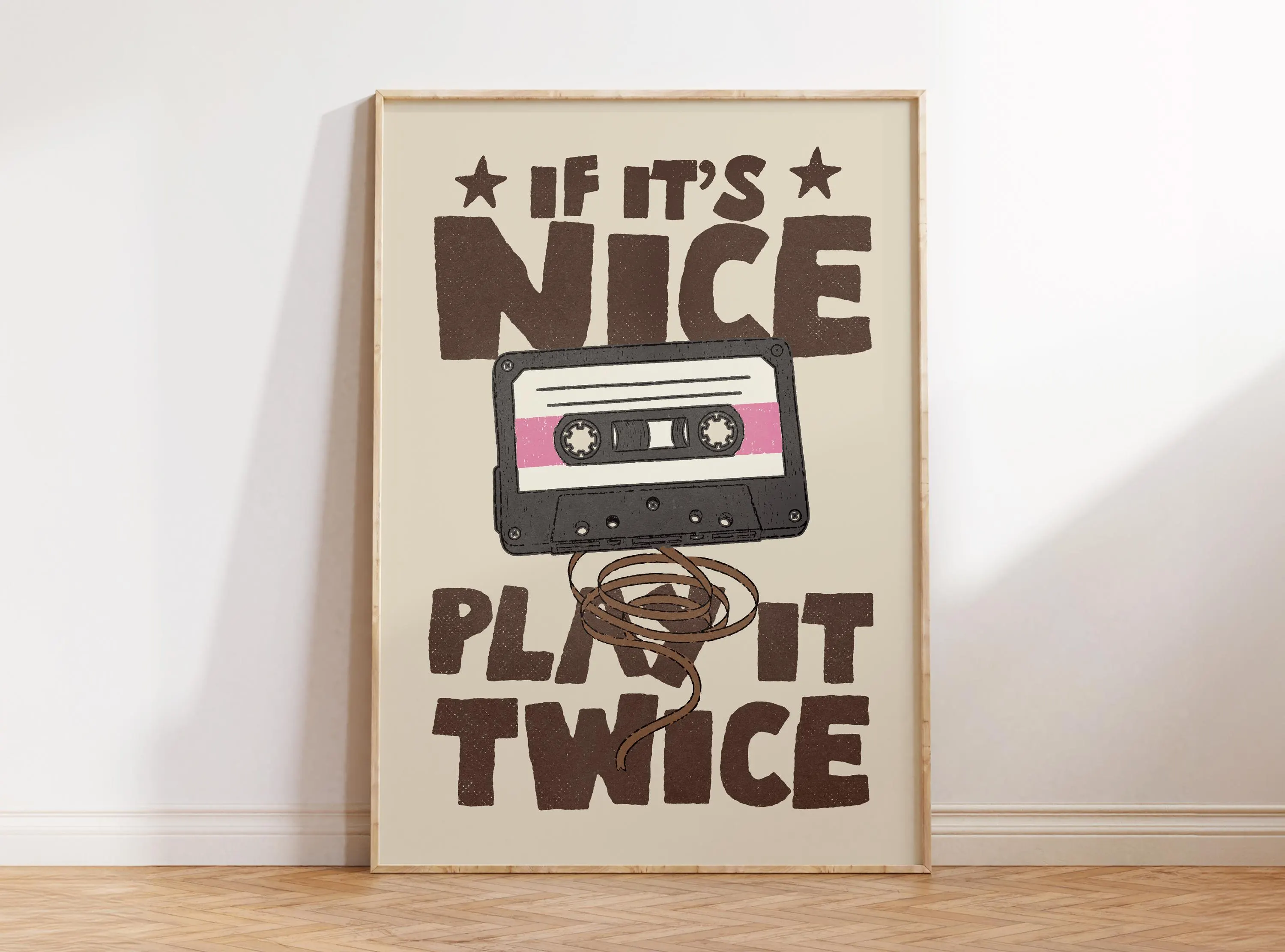 If It's Nice Play It Twice Record Poster, Vintage Record Wall Art, Eclectic Home Decor, Aesthetic Wall Print, Retro Music Poster
