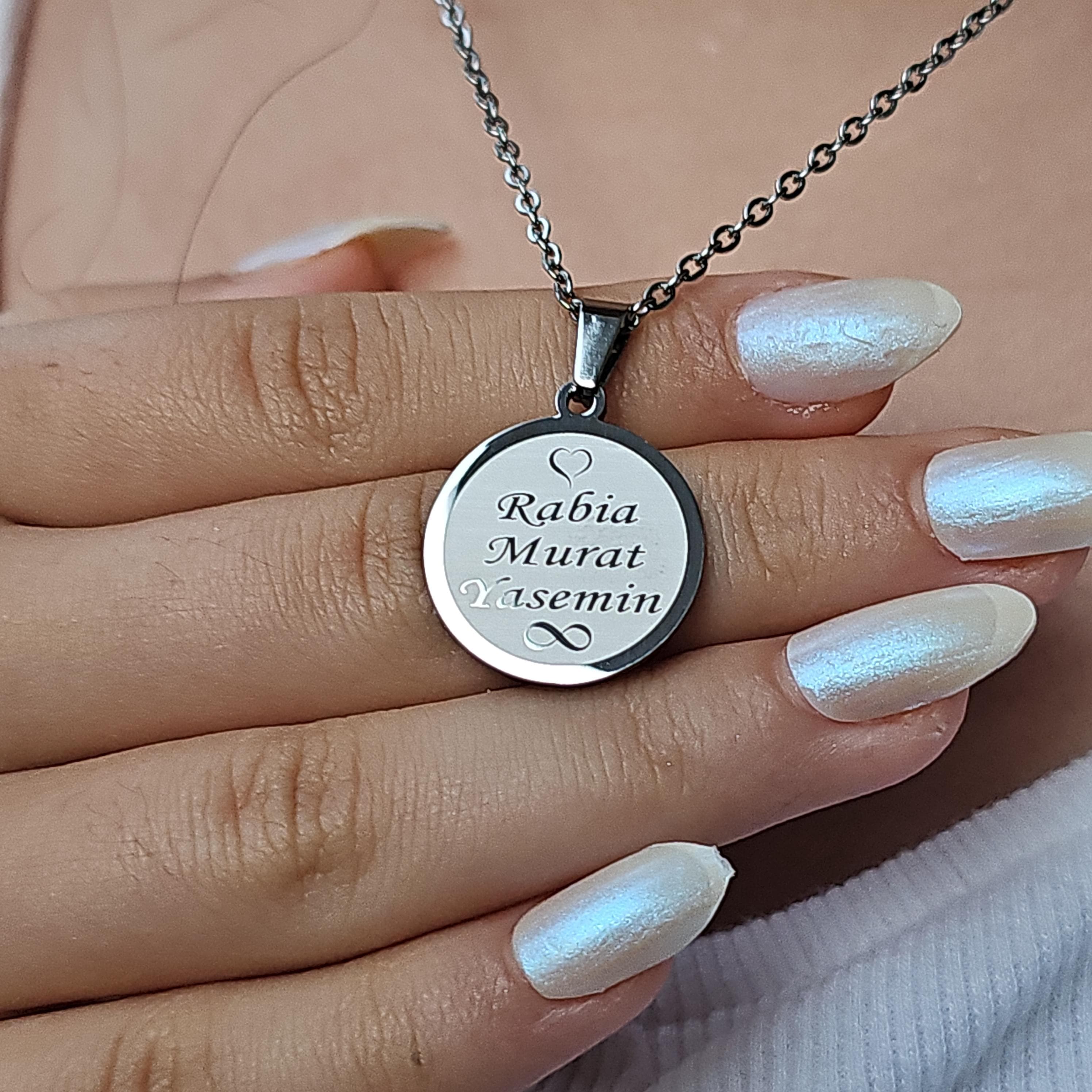 Personalized Stainless Steel Name Necklace, Custom Family Pendant