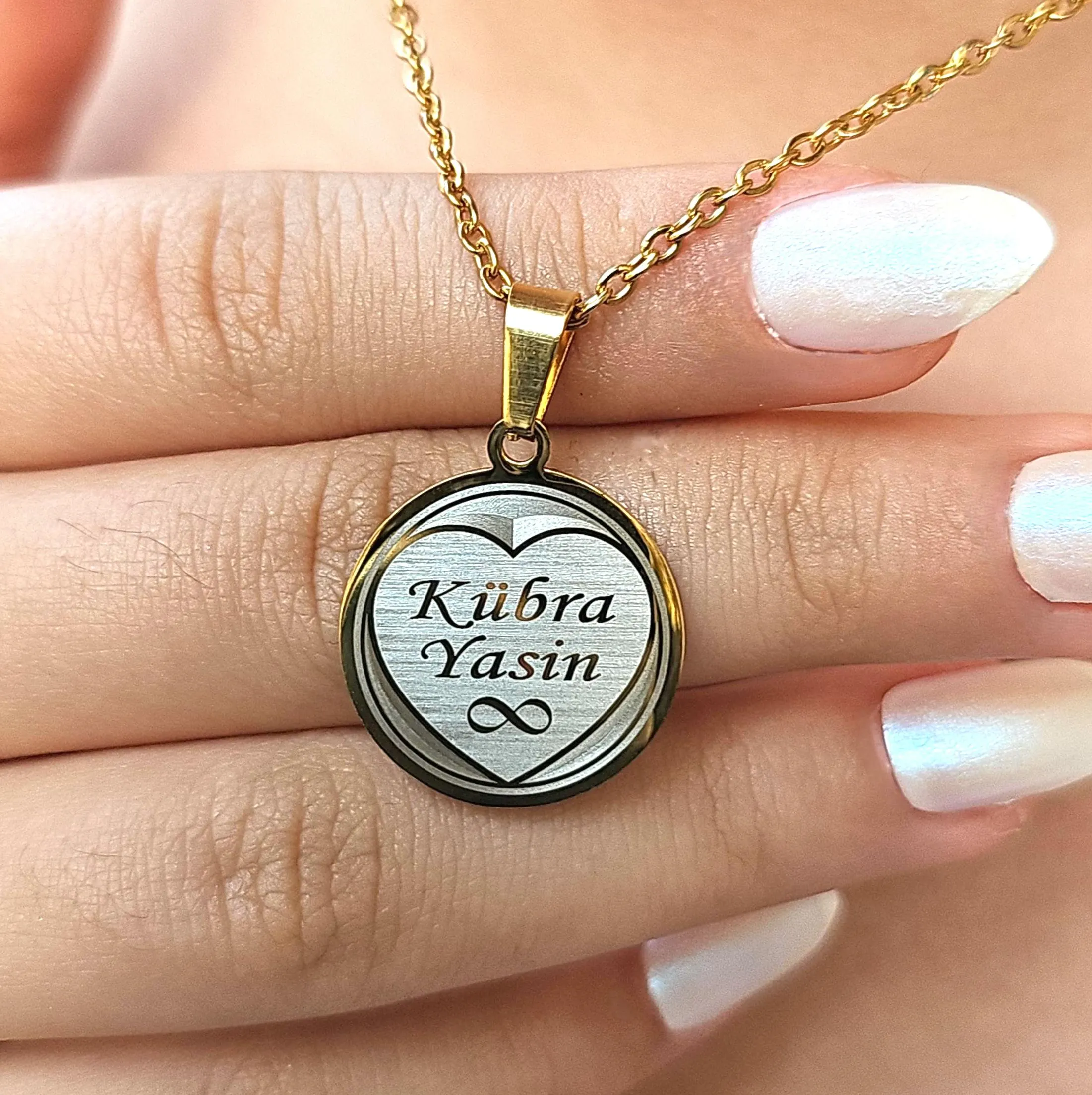 Personalized Stainless Steel Name Necklace, Gold Color