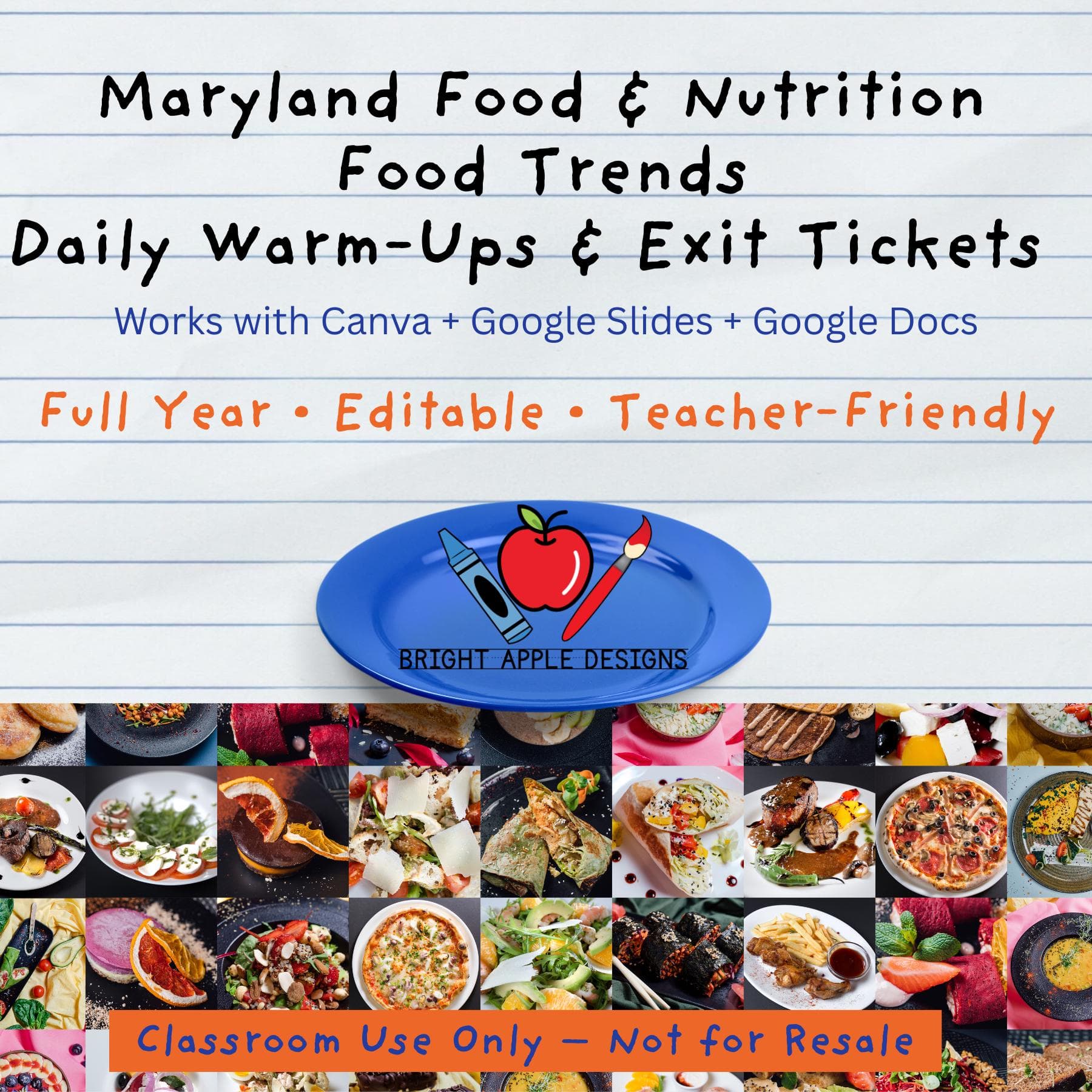 Maryland Food & Nutrition Curriculum – Full Year Warm-Ups (Digital Resource)