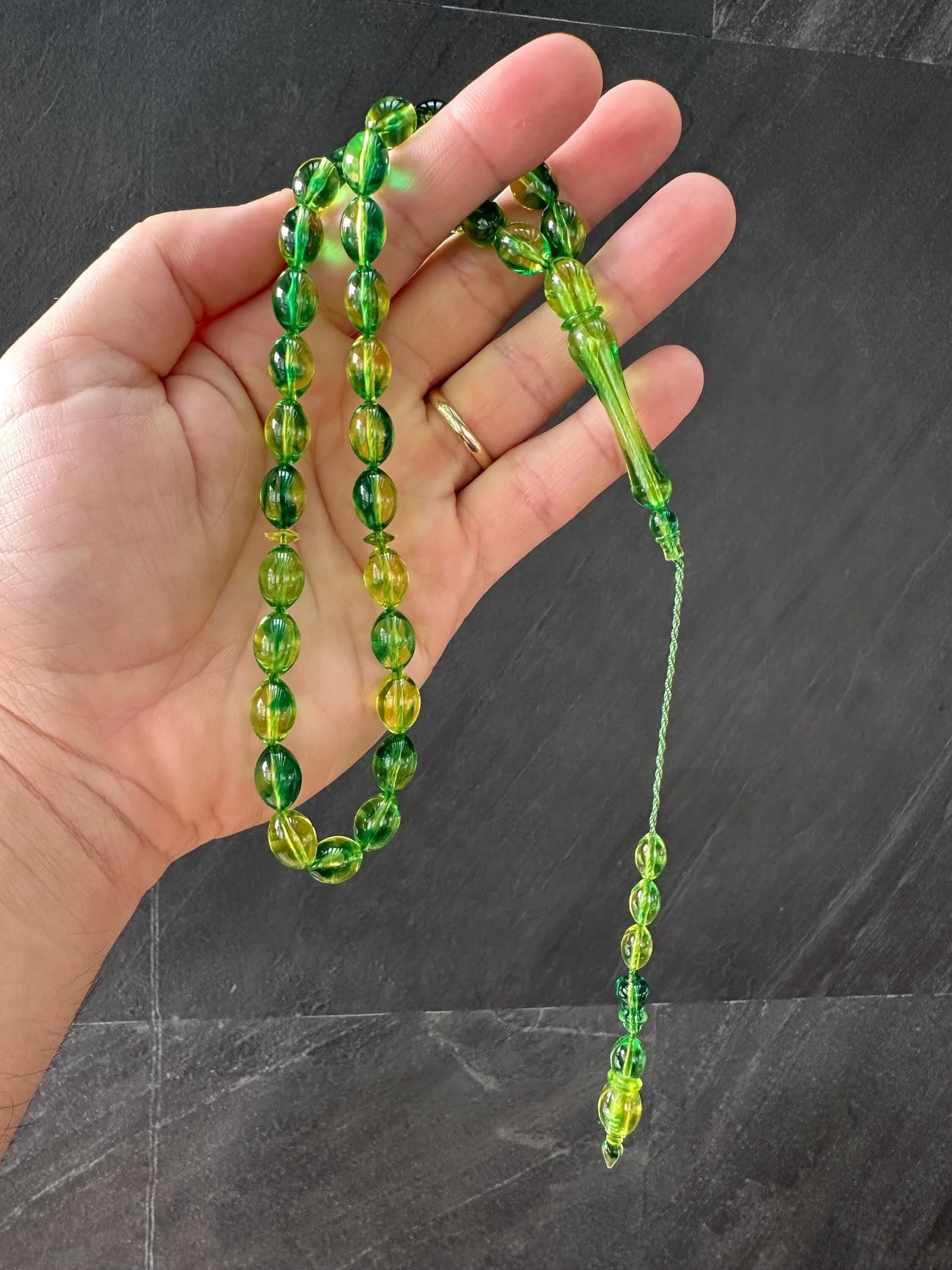 Vintage Amber Resin Tasbih: 33-Bead Ottoman Misbaha with Tassel