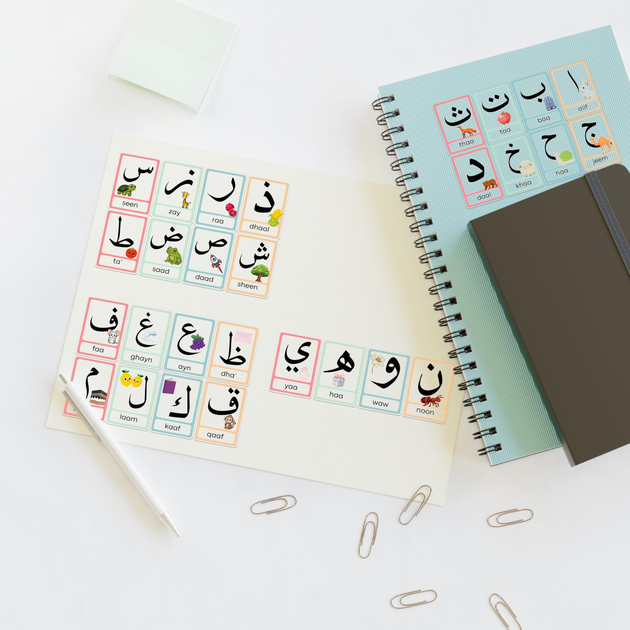 Arabic Alphabet Flashcards Sticker Sheets, Arabic Letters Phonics, Montessori learning, Arabic alphabet for kids two sheet sizes - image 5