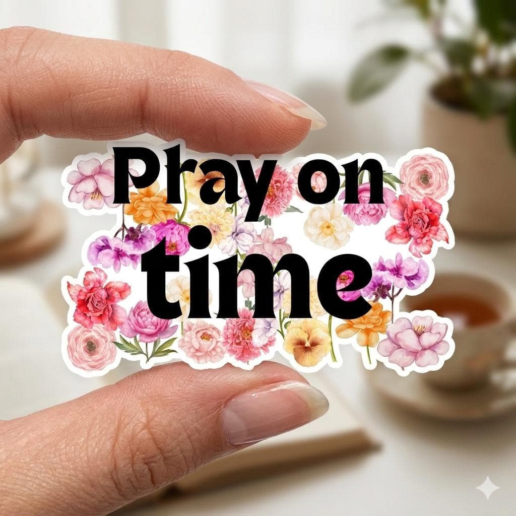 Pray on Time Sticker | Islamic Reminder Sticker | Muslim Aesthetic Floral Vinyl Decal | Salah Reminder | Islamic Laptop Sticker - image 5