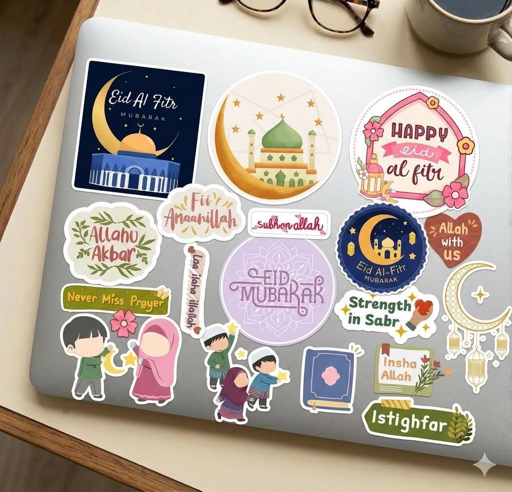 Arabic Prayer Phrase Stickers | Eid Al Fitr, Muslim Themed Decals