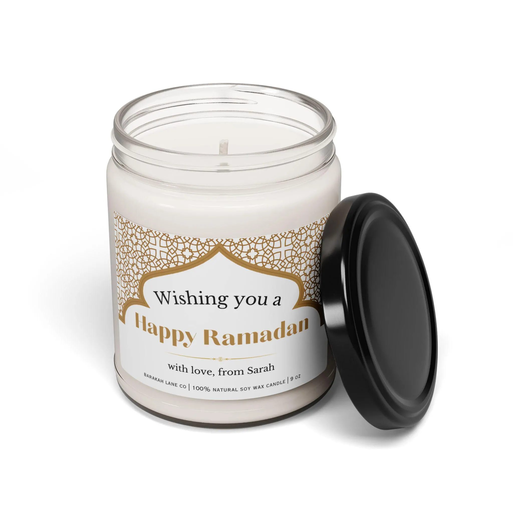 Personalized Ramadan Gift, Ramadan Mubarak Gift, Ramadan Candle, Custom Islamic Decor, Custom Islamic gifts for her, Scented Soy Candle 9oz - image 3