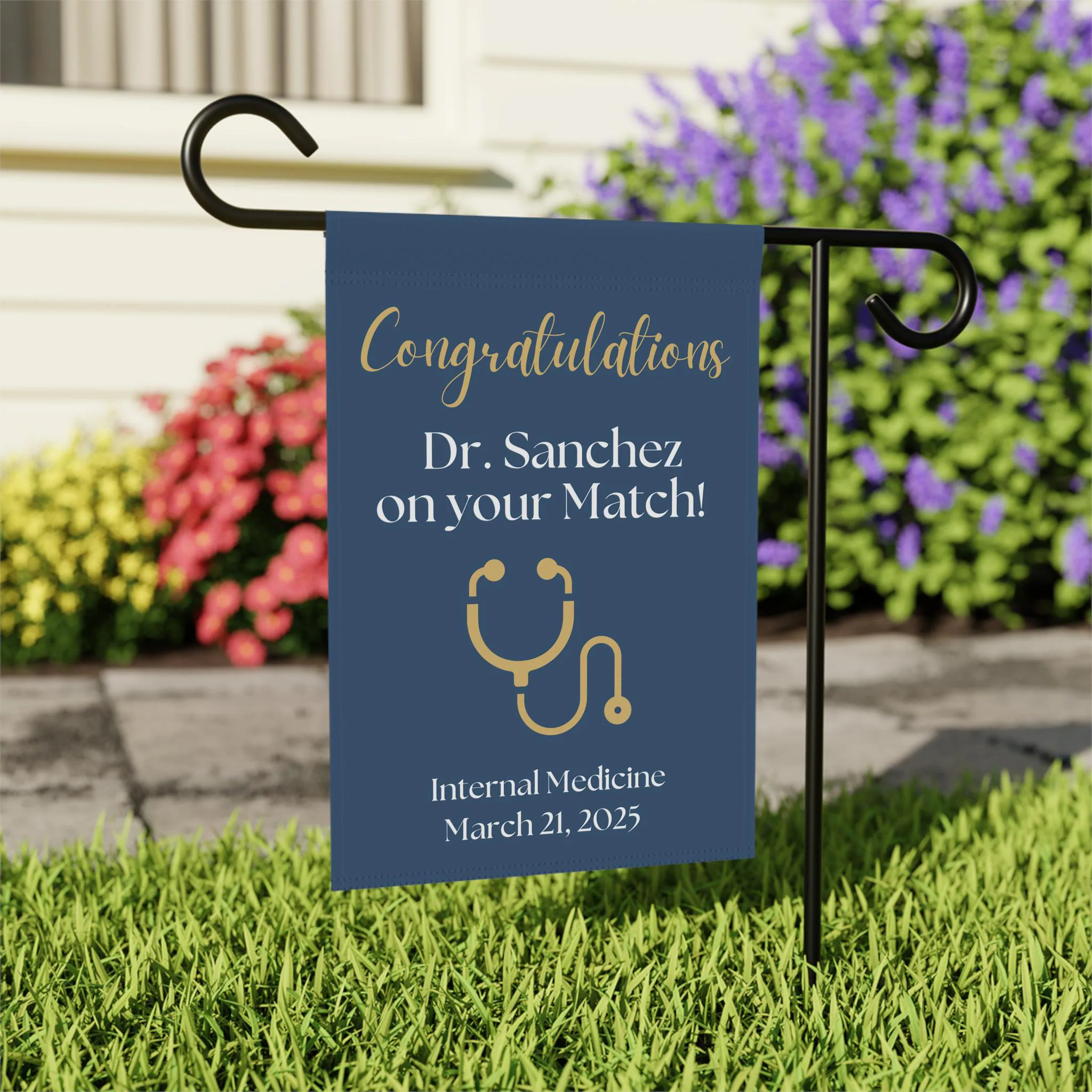 Custom Match Day Garden Banner, Med School Graduation Banner, Residency Gifts Personalized Match Day Yard Sign Med School Grad Sign Doctor
