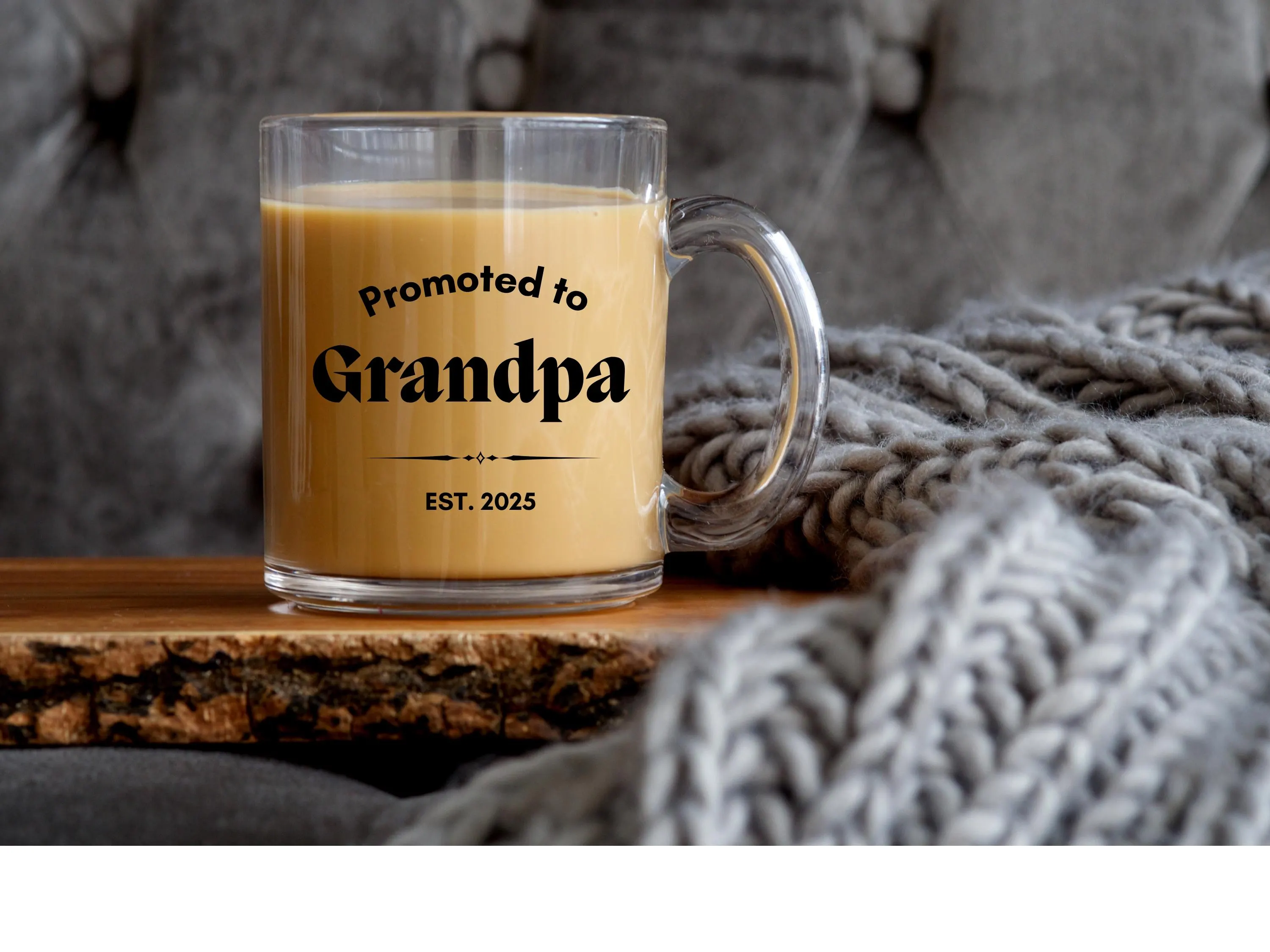 Personalized Promoted to Grandpa Glass Mug New Grandpa Gift Pregnancy Announcement Grandpa Custom Pregnancy Reveal Future Grandpa EST Mug