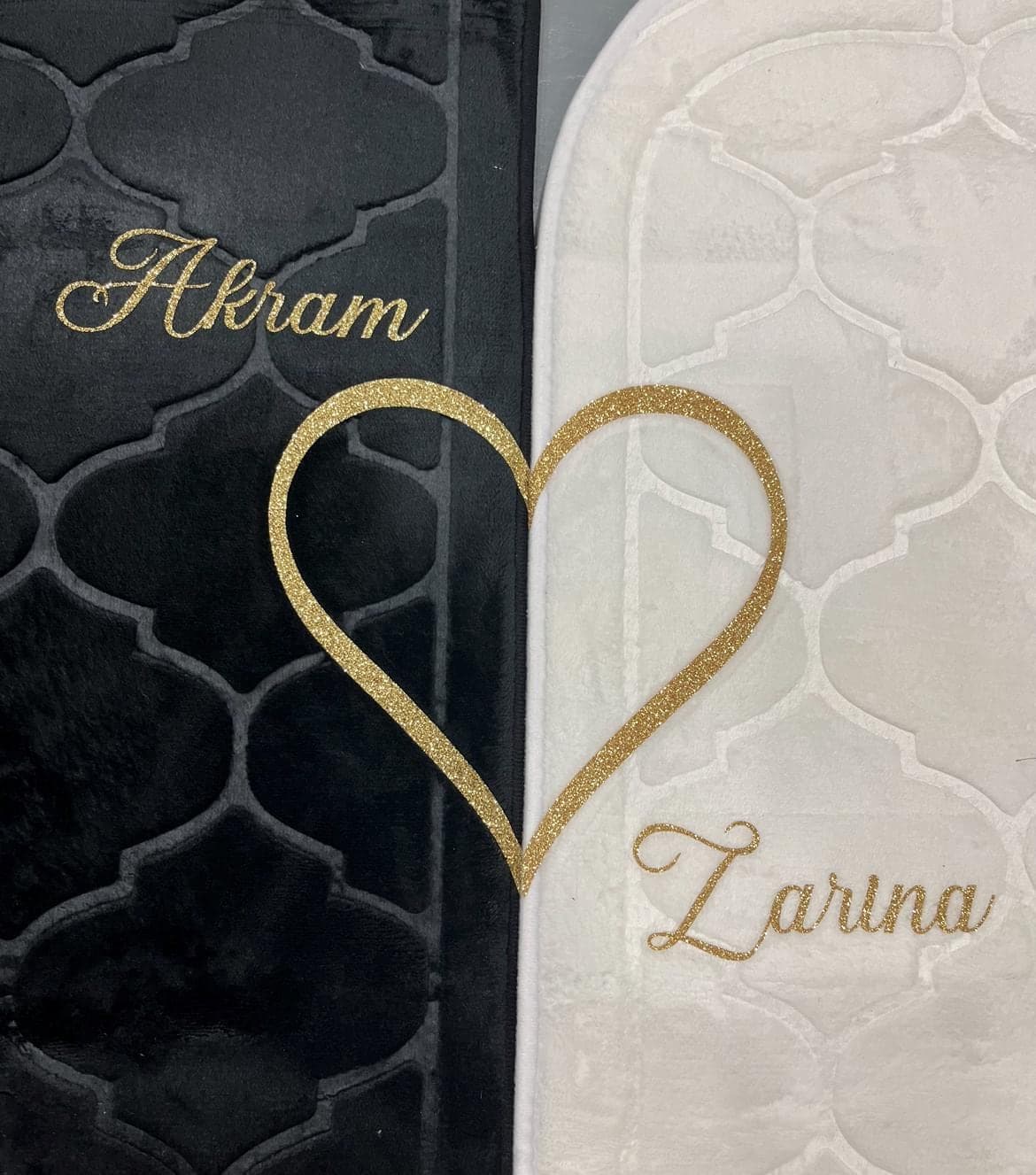 Personalized Velvet Prayer Mats | Custom Prayer Mat Set | Muslim Prayer Rug | Arabic & English Names | Islamic Gift | Couples Prayer Mats - image 3