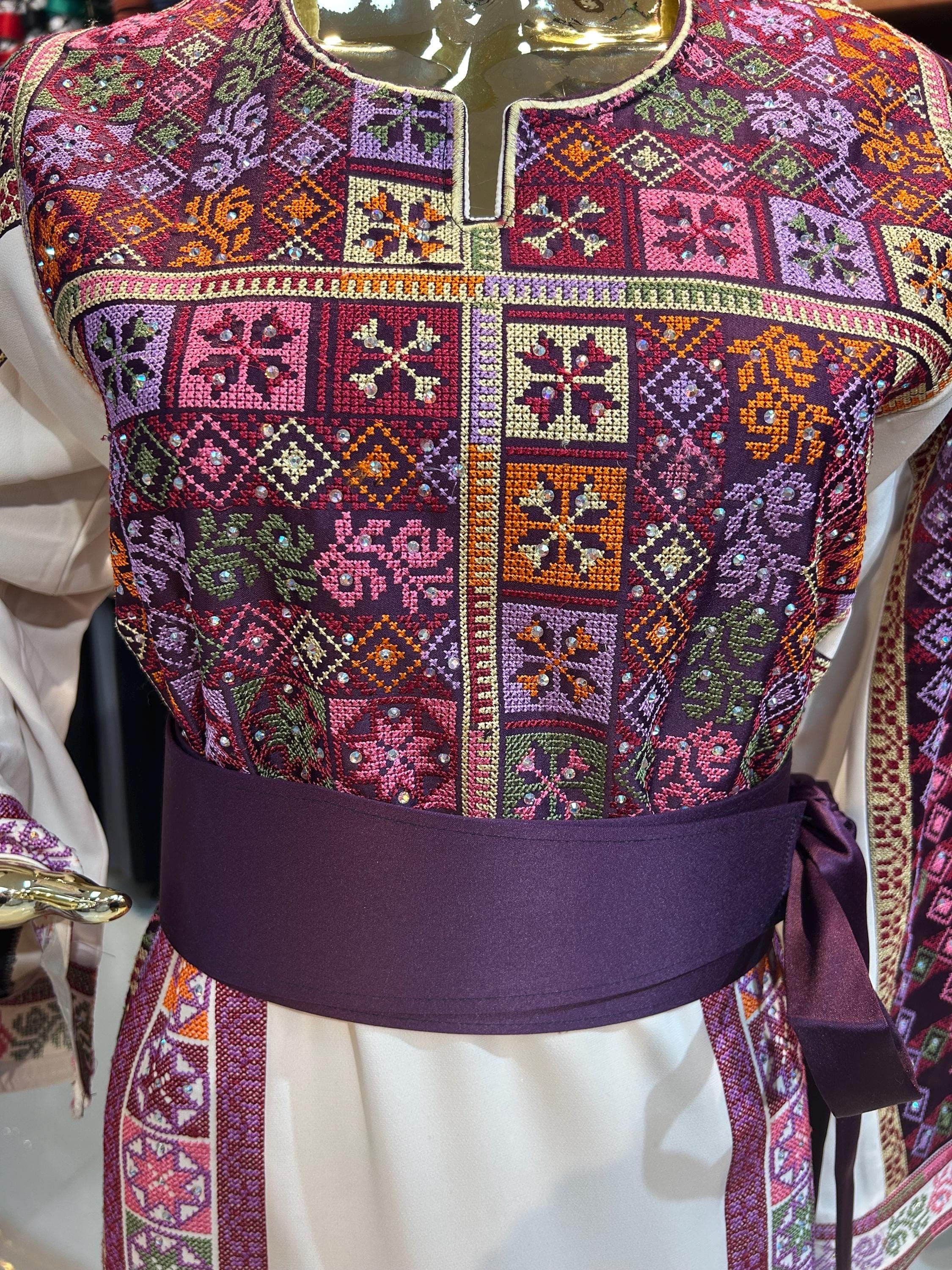 Elegant Purple Thobe | Embroidered Palestinian Dress - image 3