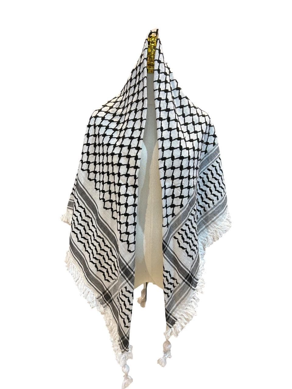 Traditional Palestinian Keffiyeh Scarf: Black & White Hatta, Made in Jordan - image 3