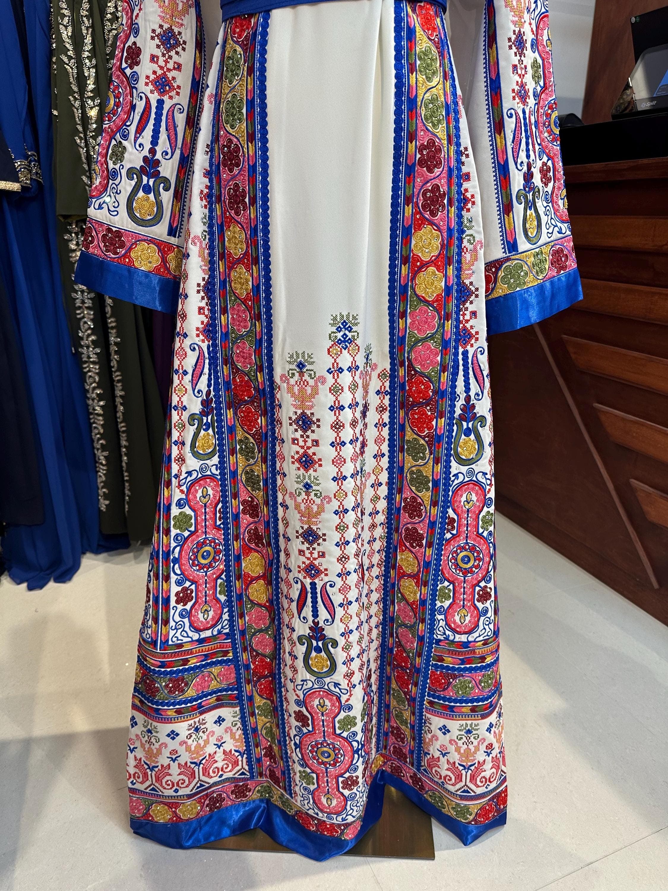 Blue Palestinian Malaka Thobe: Rhinestone Wedding Dress - image 5