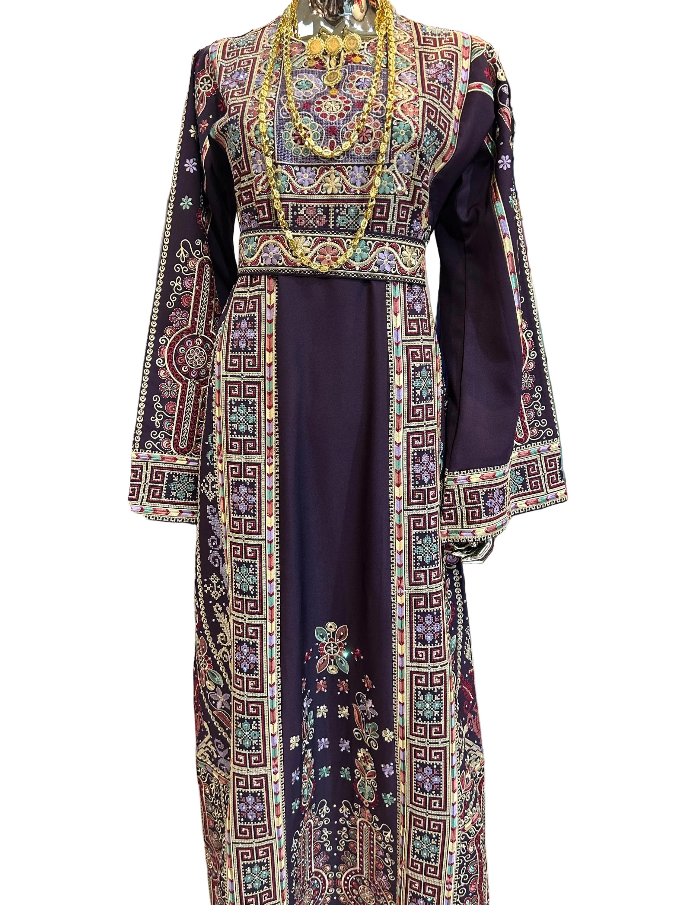 Embroidered Purple Thobes | Includes Matching Bag, Shawl, & Two Belts| - image 4