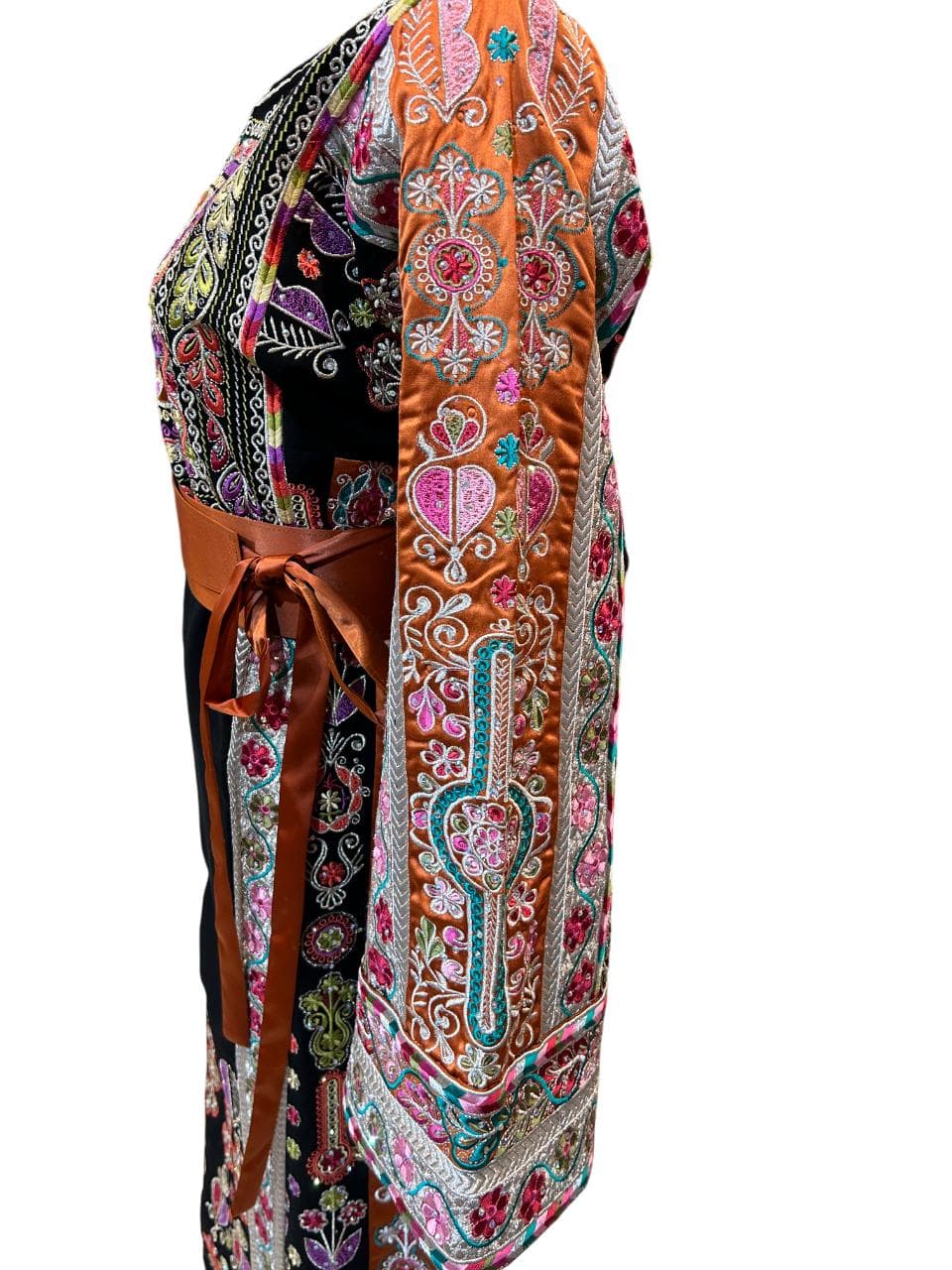 Elegant Black & Orange Malaka Thobe | Traditional Embroidered Dress - image 5