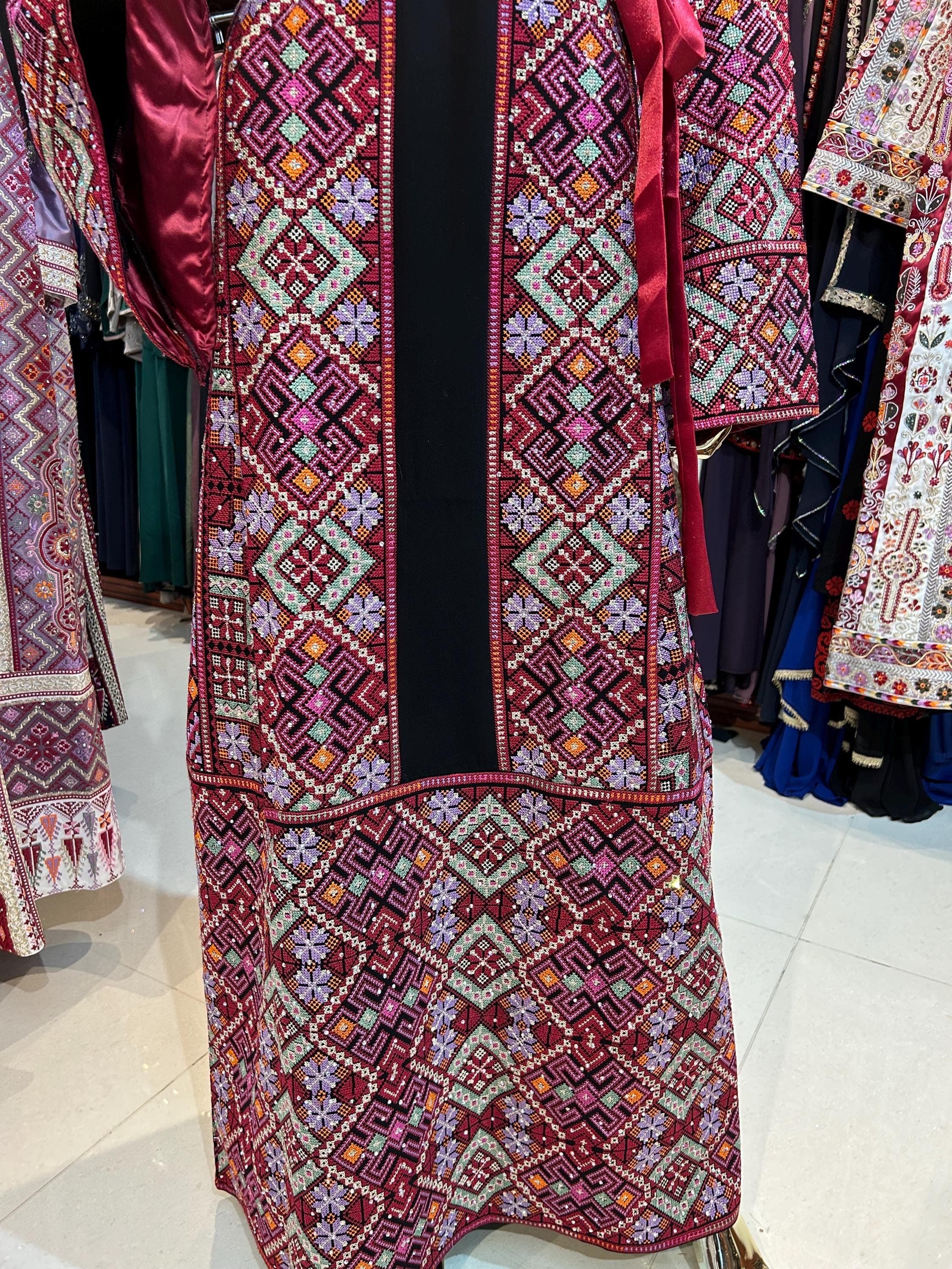 Embroidered Red Thobe | Traditional Palestinian Dress - image 4