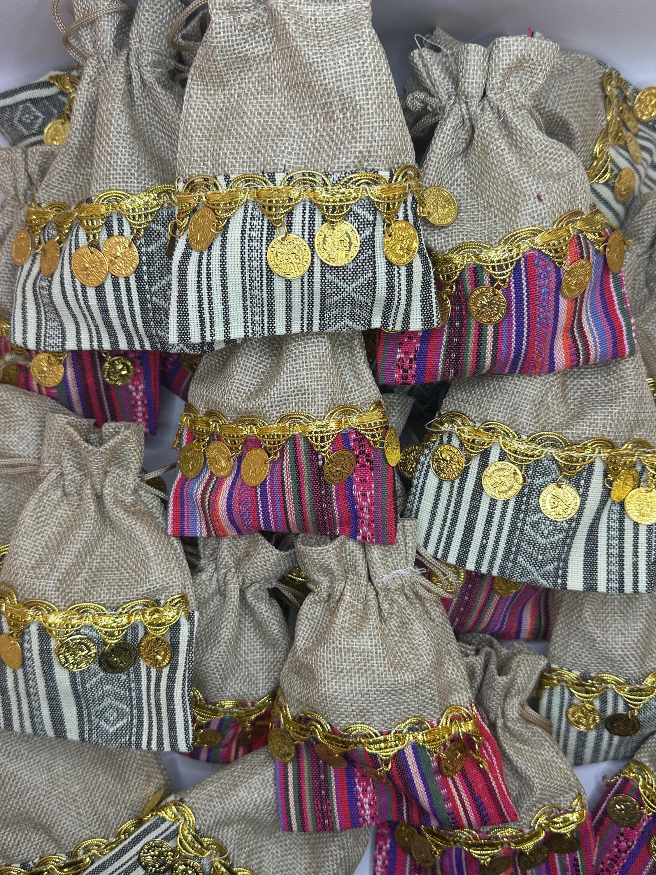 Henna Party Favor Bags: Set of 12, Decorated Gift Sacks