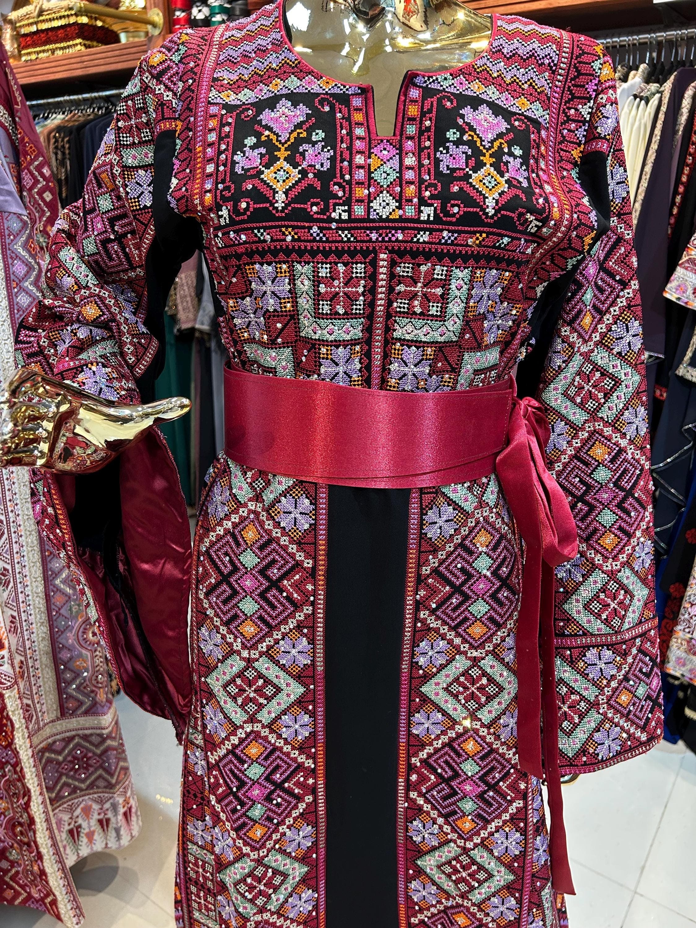 Embroidered Red Thobe | Traditional Palestinian Dress - image 3