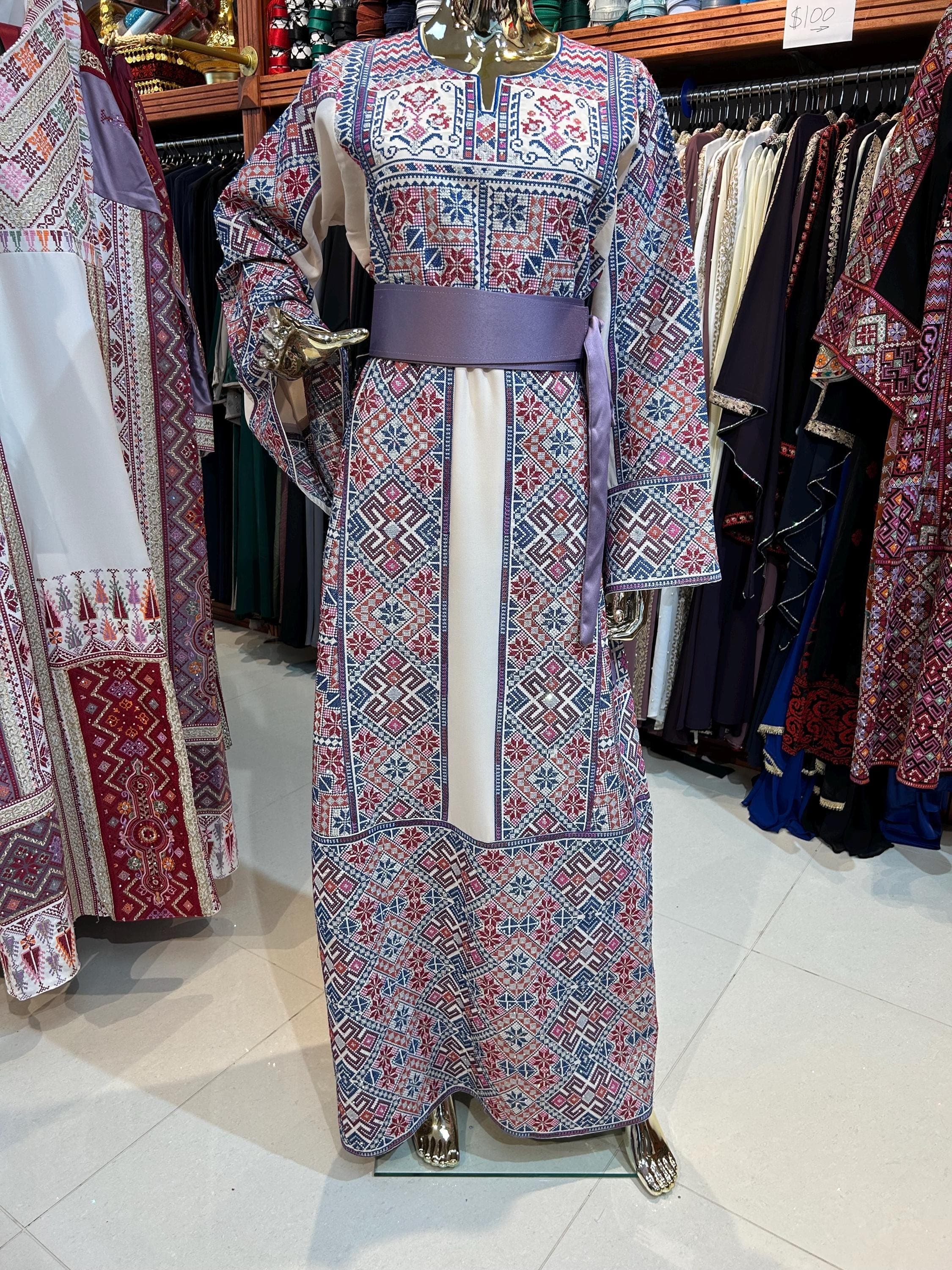 Embroidered Blue Thobe Dress | Traditional Style