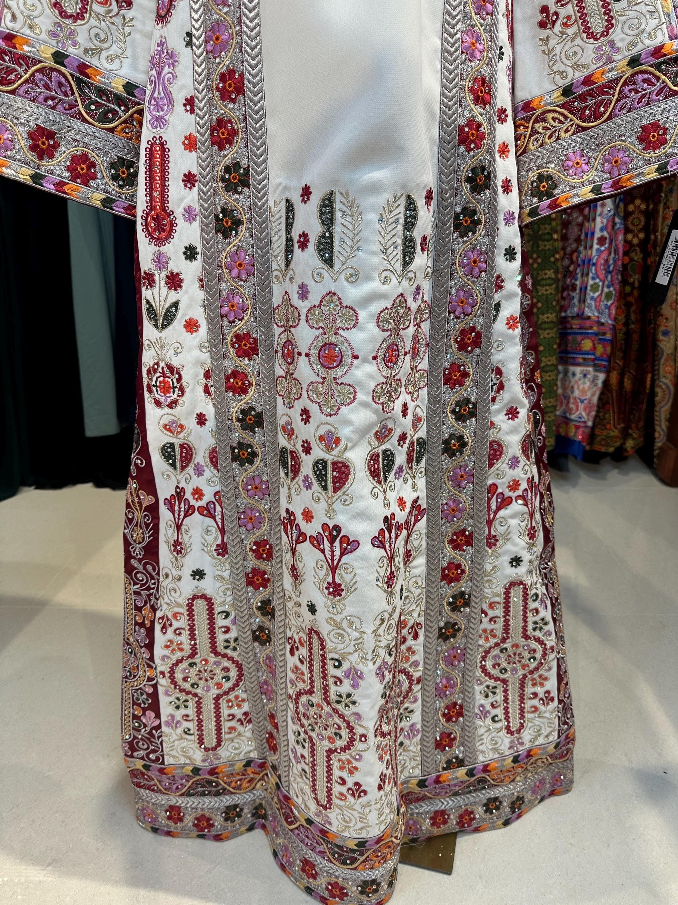 Red Malaka Palestinian THOBE | Rhinestone Wedding Dress - image 4