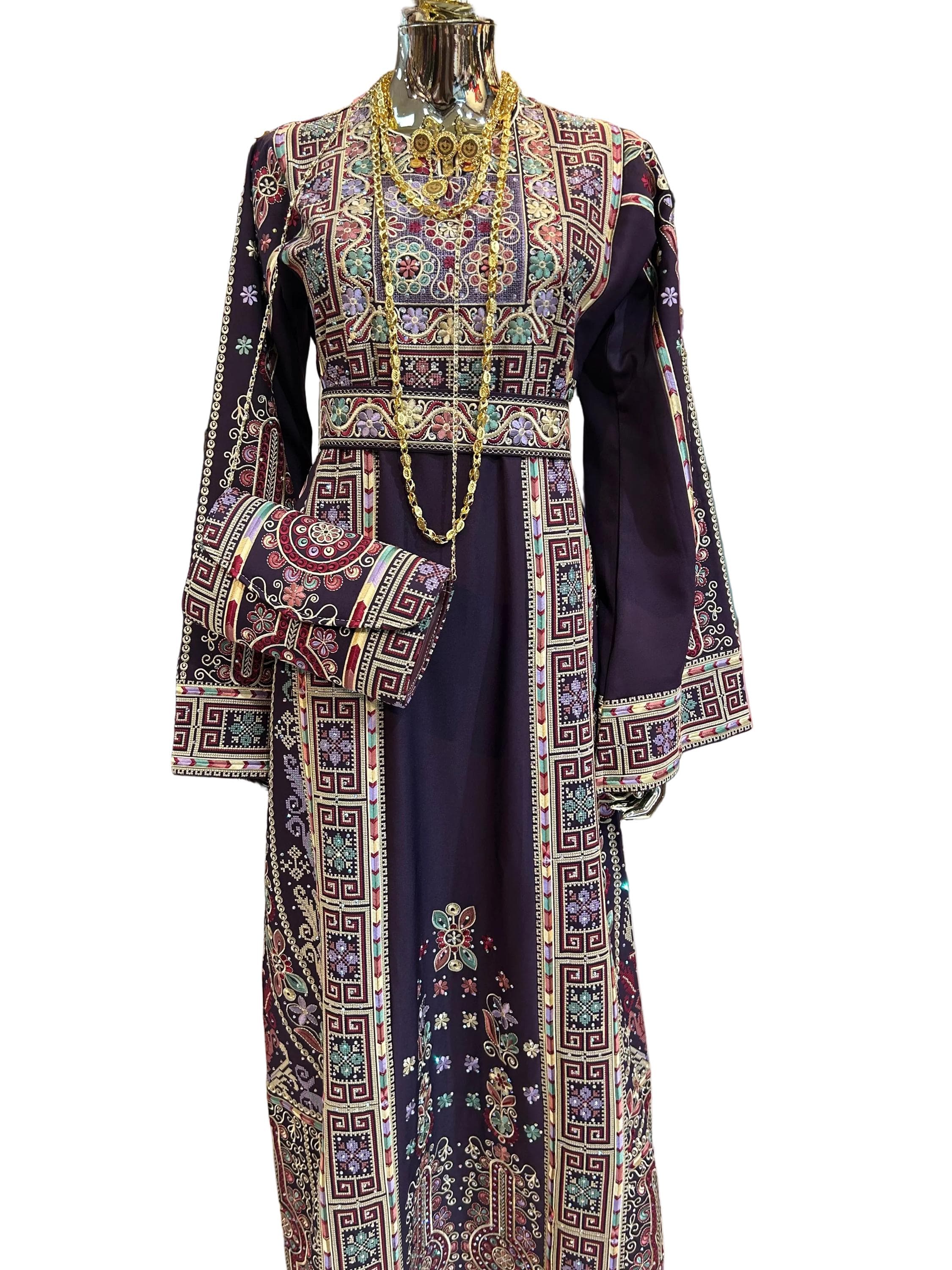 Embroidered Purple Thobes | Includes Matching Bag, Shawl, & Two Belts| - image 5