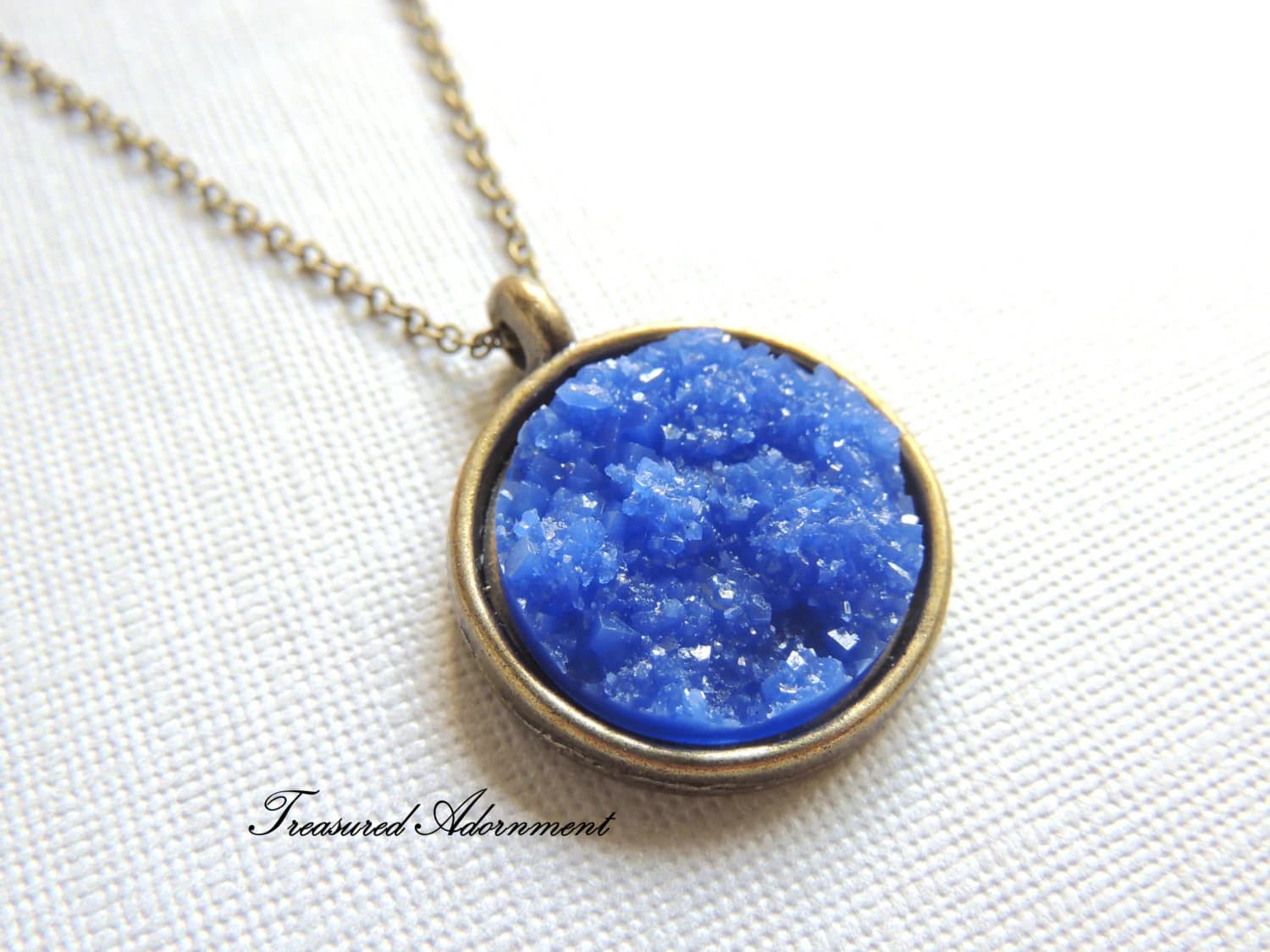 Druzy Necklace, Resin Blue Druzy Round, Vintage Style Necklace, Galaxy Necklace, Thank you gift for her, Something Blue, Vintage Wedding