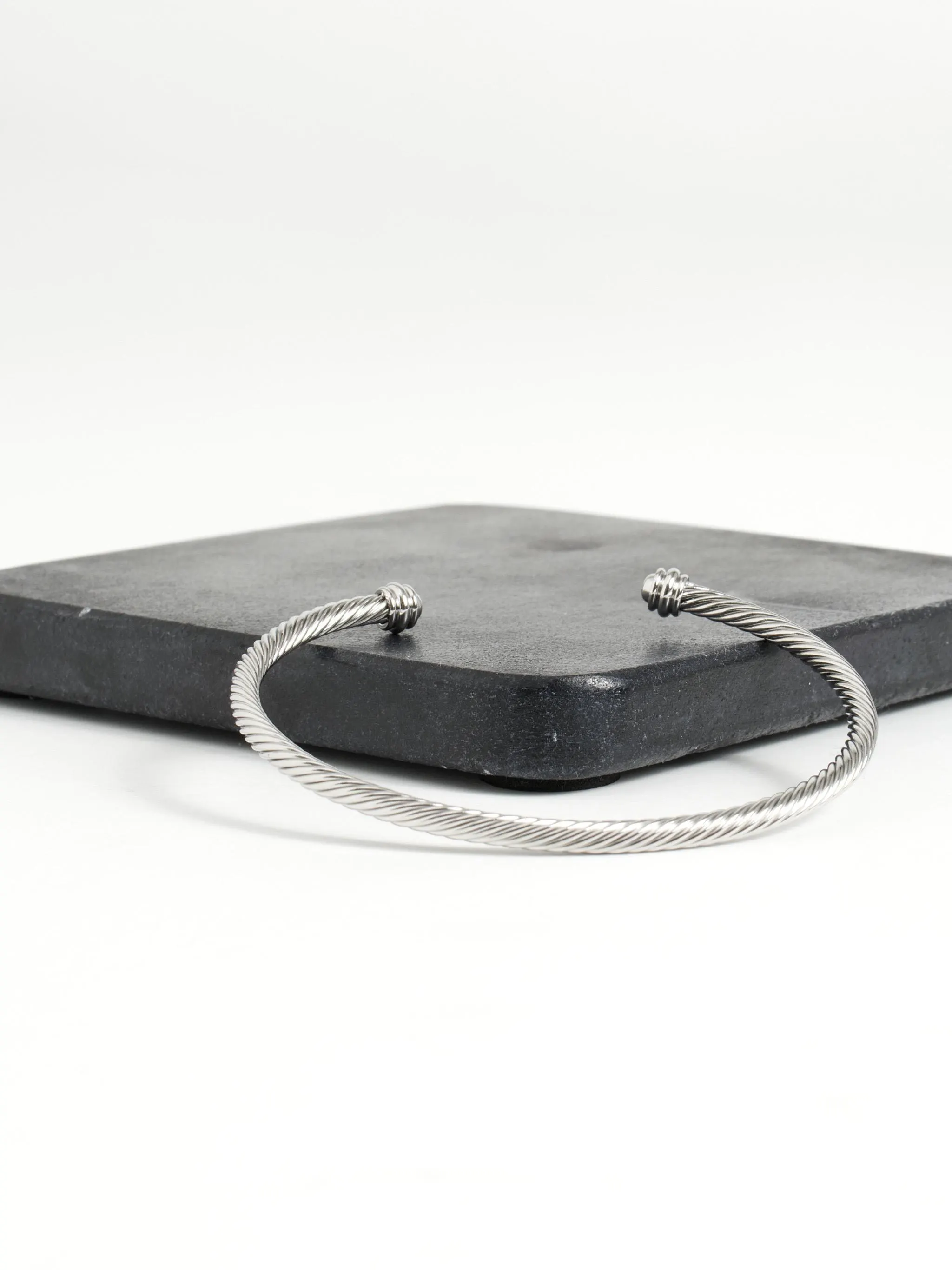 Silver Cuff Bracelet for Women, Minimalist Open Bangle, Stainless Steel Everyday Jewelry - image 3