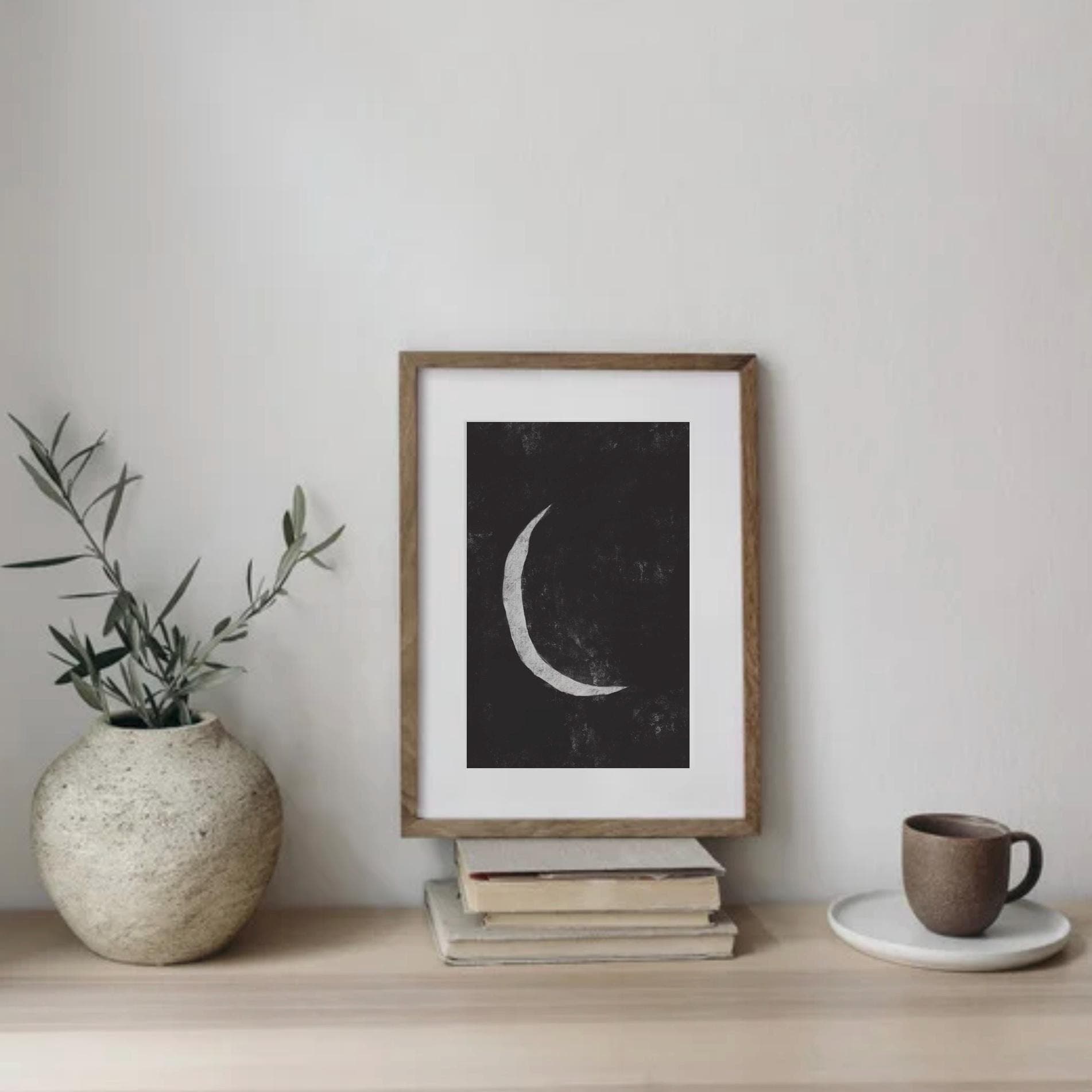 Minimalist Crescent Moon Art: Abstract Islamic Painting (Digital Download) - image 4