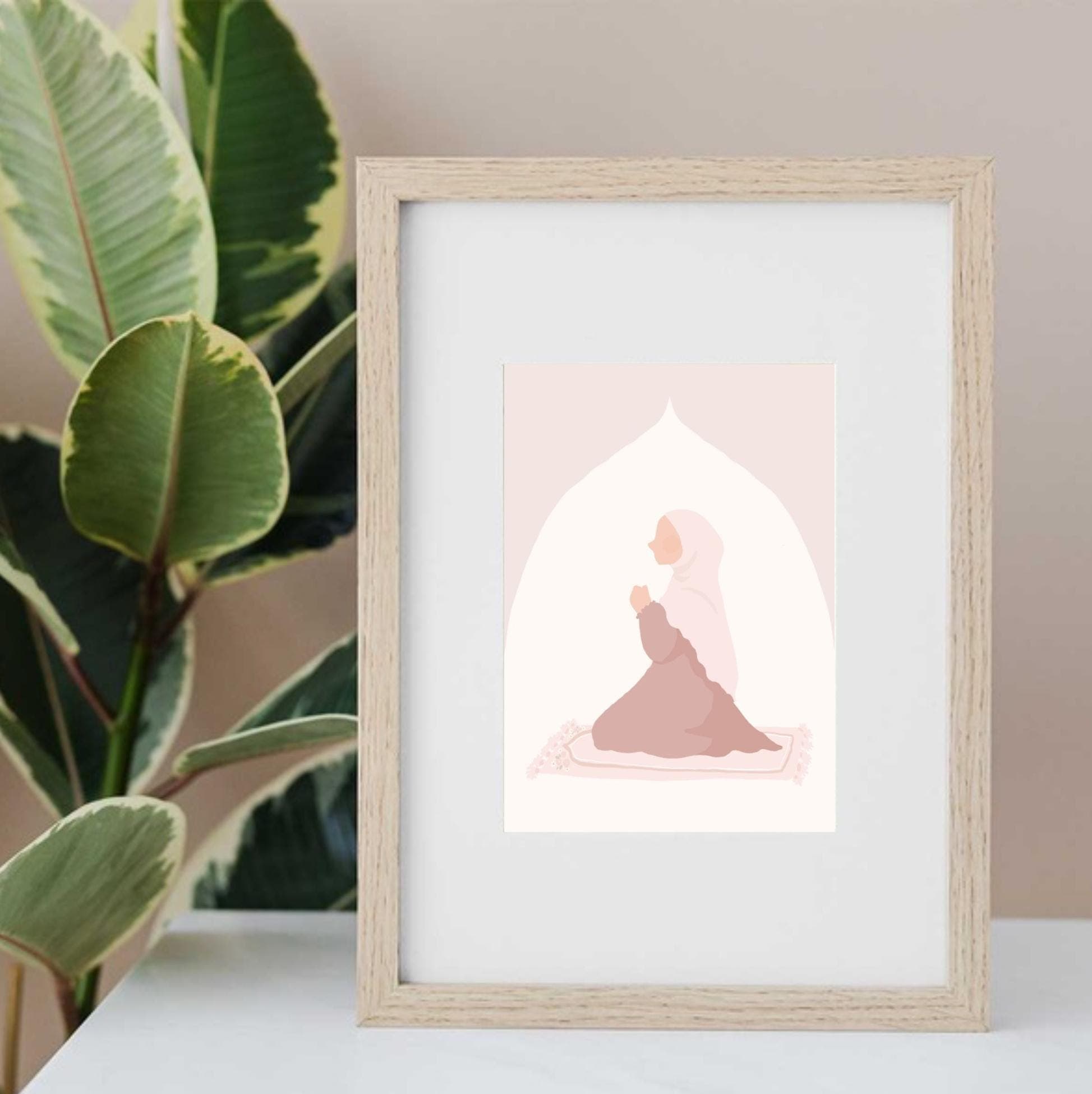 Pink Hijabi Dua Print: Minimalist Islamic Art, Pastel Decor (Digital Download) - image 4