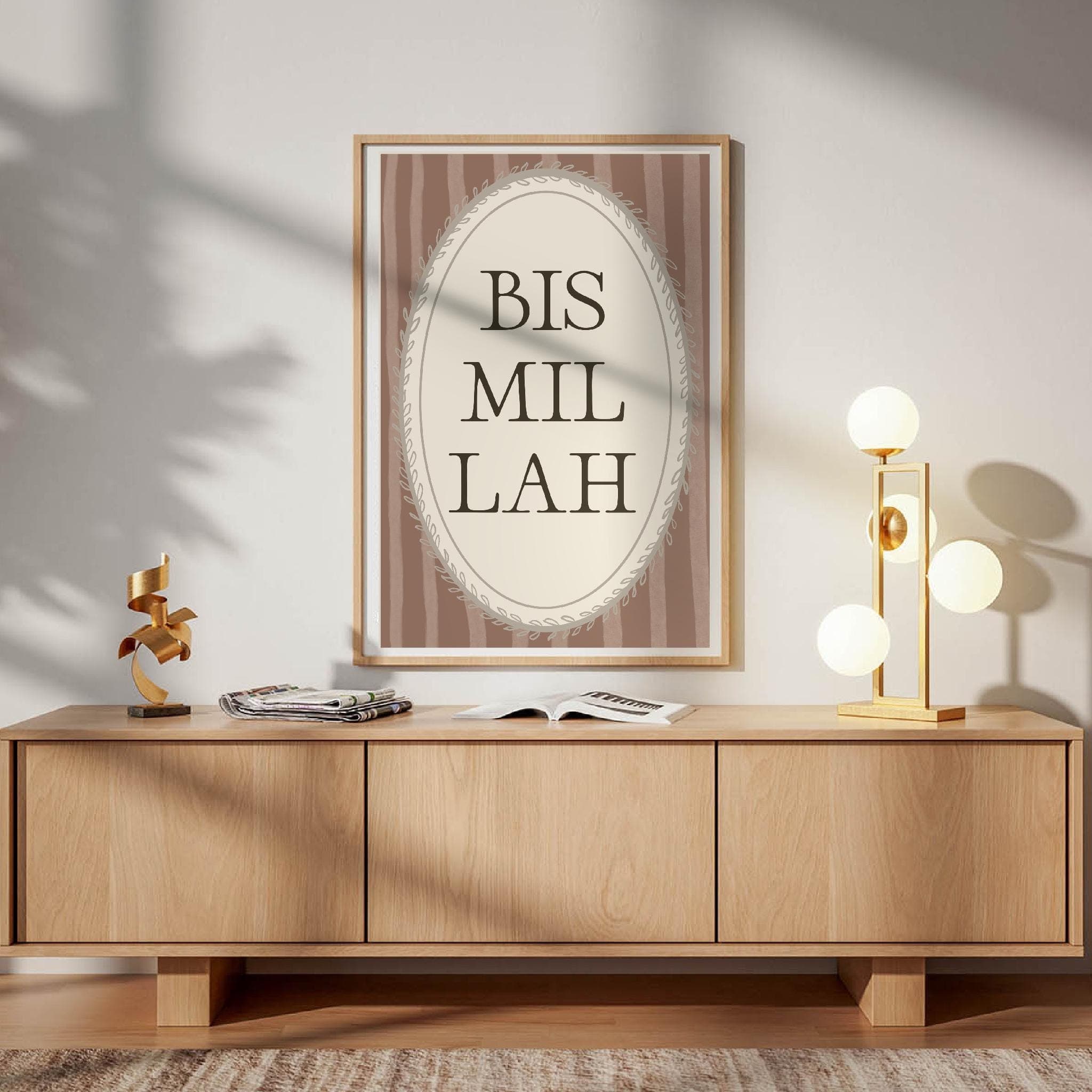Retro Pink Bismillah print, Islamic home decor, digital download poster - image 3