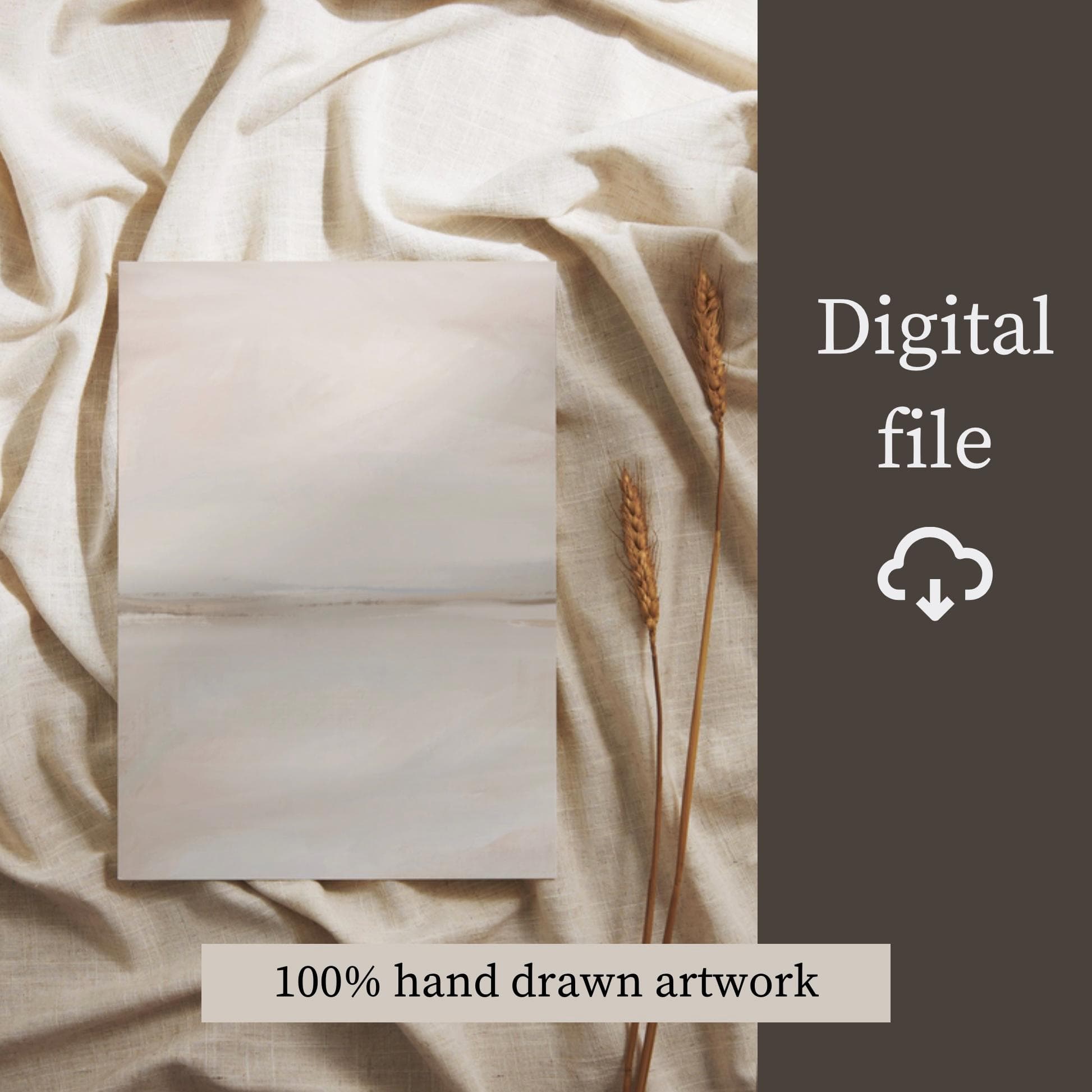 Beige Abstract Painting: Minimalist Neutral Wall Art (Digital Download) - image 3
