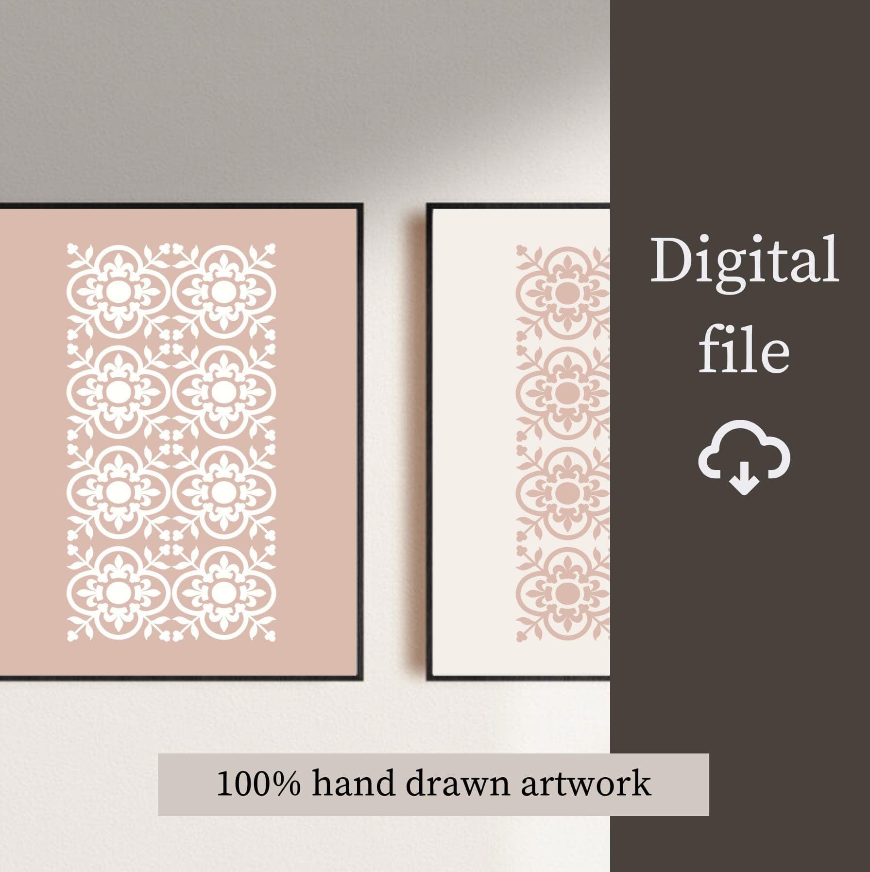 Pink Moroccan Pattern Prints, Set of 2 Wall Decor, Minimal Painting, Printable Art - image 4