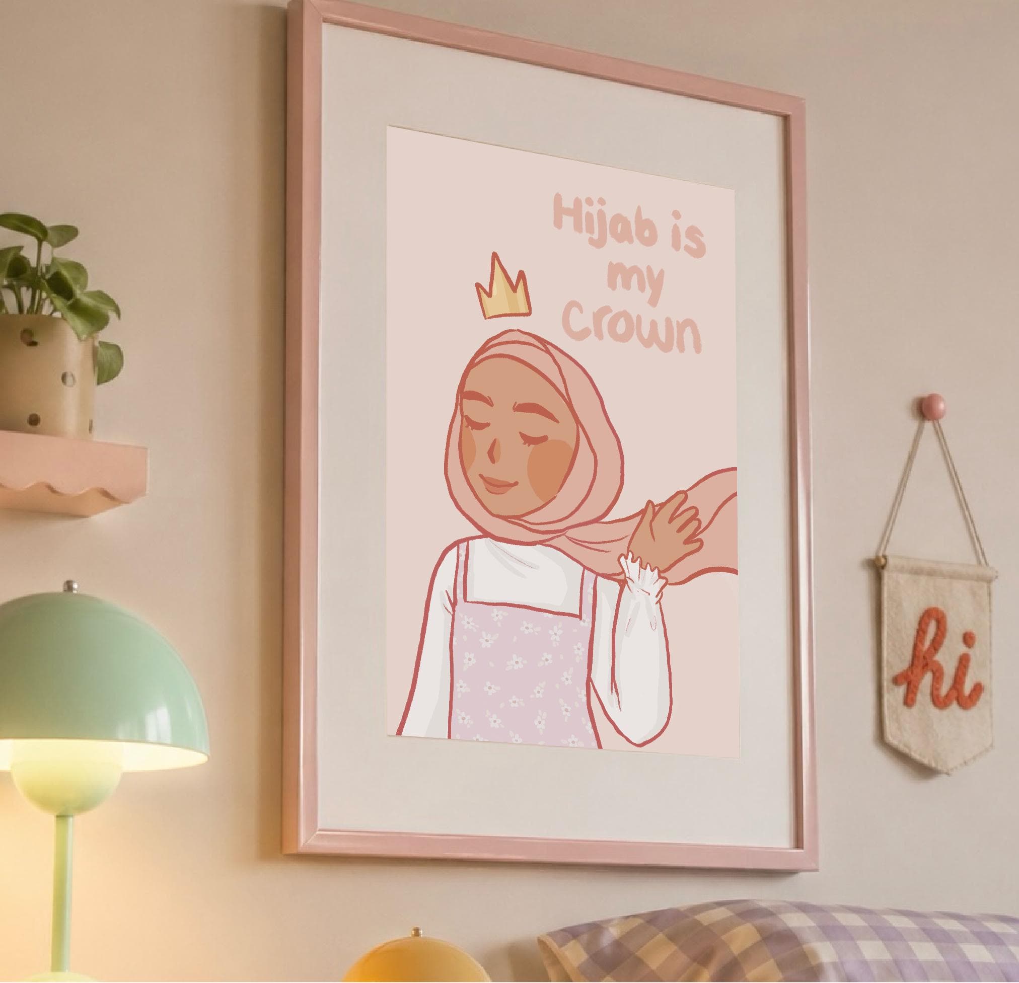 Hijab Is My Crown Print, Islamic Girl Art, Pastel Room Decor (Digital Download)