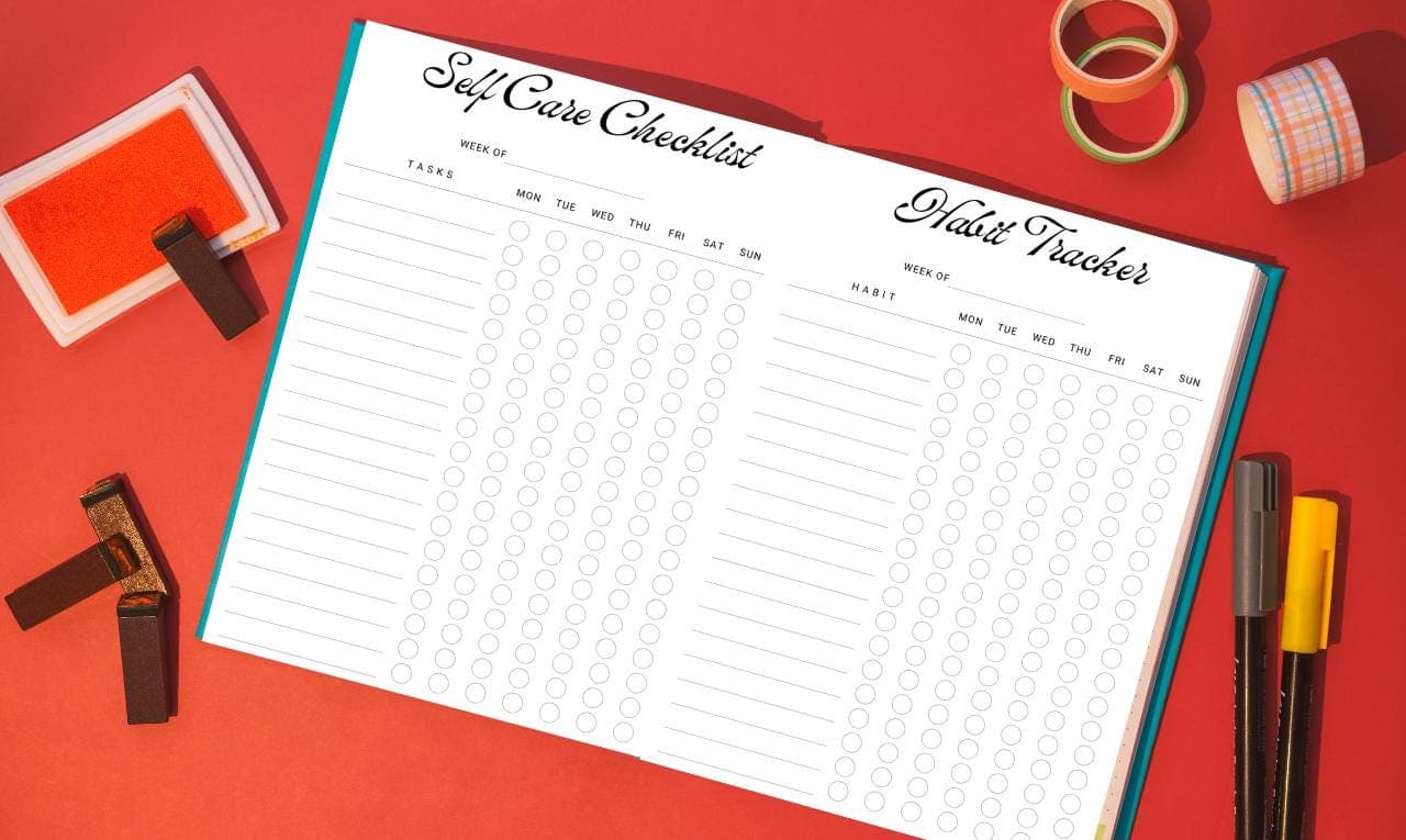 Self Care Checklist, Daily Habit Tracker, Monthly Habit Routine Tracker, Wellness Tracker, Self-Care Tracker, Wellness Journal, Goal Tracker
