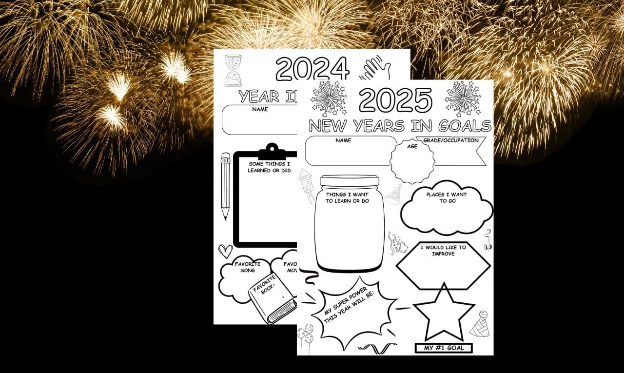 Kids New Year Goals Printable, 2025 Year in Review Worksheet, Kids Goal Setting Template, Fun New Year Activities for Kids, Printable Kids Memory Worksheet, New Year Family Activity, Kids Growth Mindset Printable, Reflective Worksheet for Kids